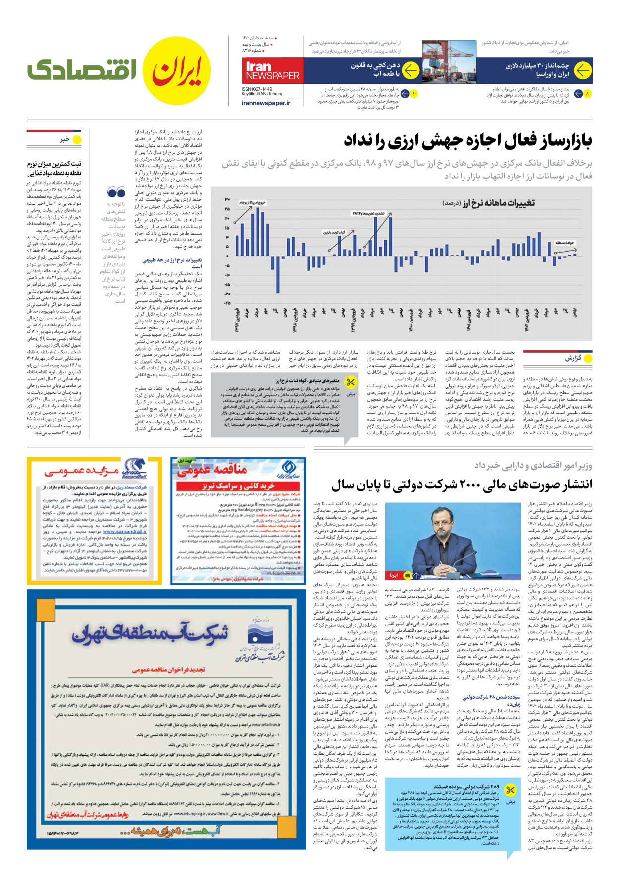  - شماره هشت هزار و سیصد و شانزده - ۰۹ آبان ۱۴۰۲