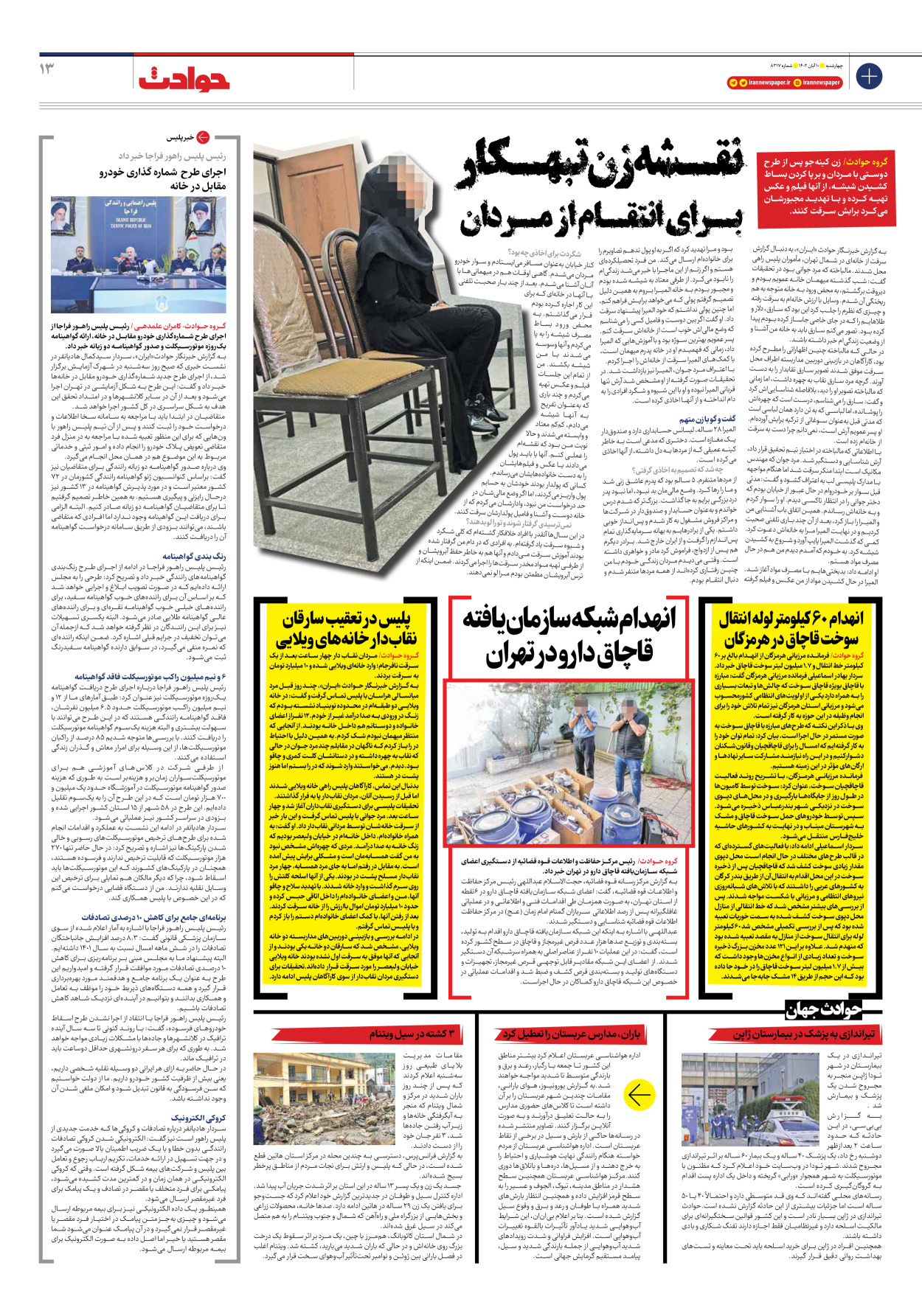 روزنامه ایران - شماره هشت هزار و سیصد و هفده - ۱۰ آبان ۱۴۰۲ - صفحه ۱۳