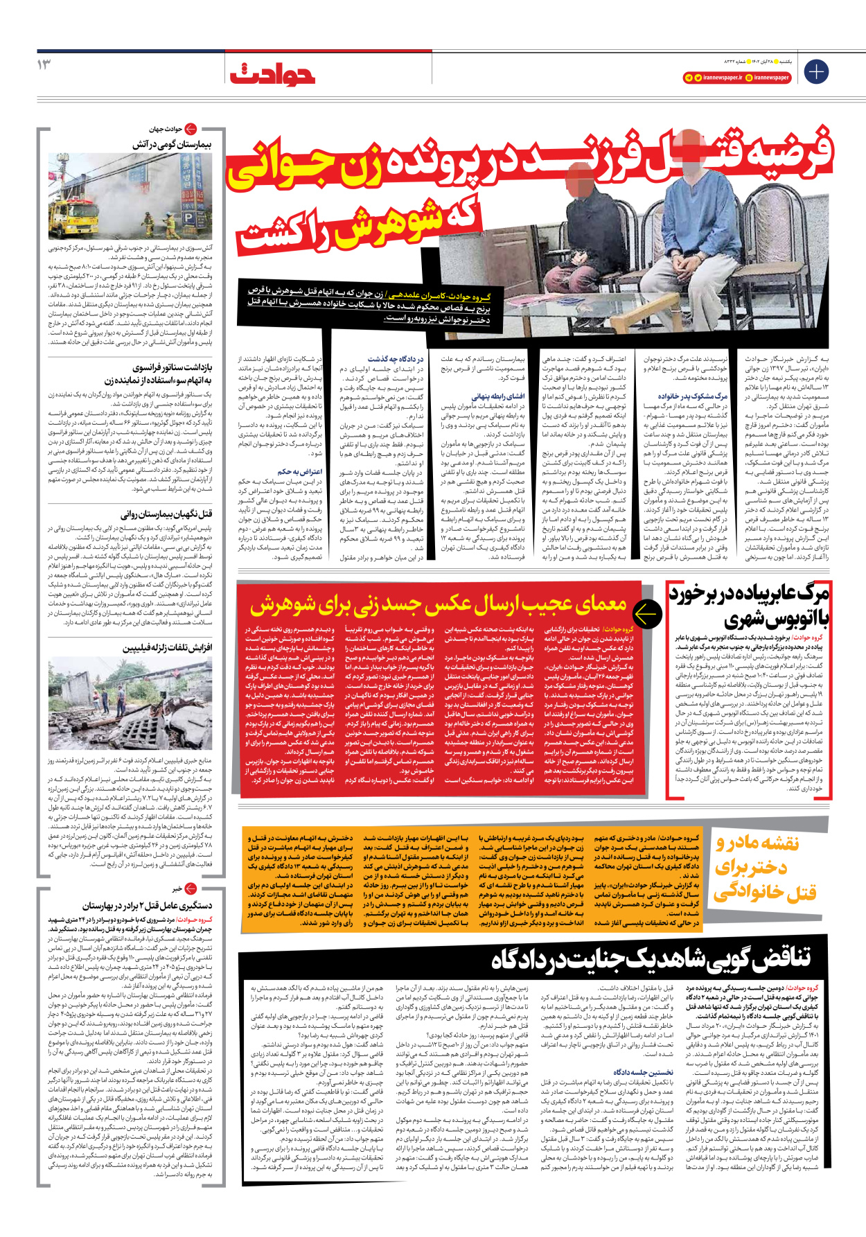 روزنامه ایران - شماره هشت هزار و سیصد و سی و دو - ۲۸ آبان ۱۴۰۲ - صفحه ۱۳