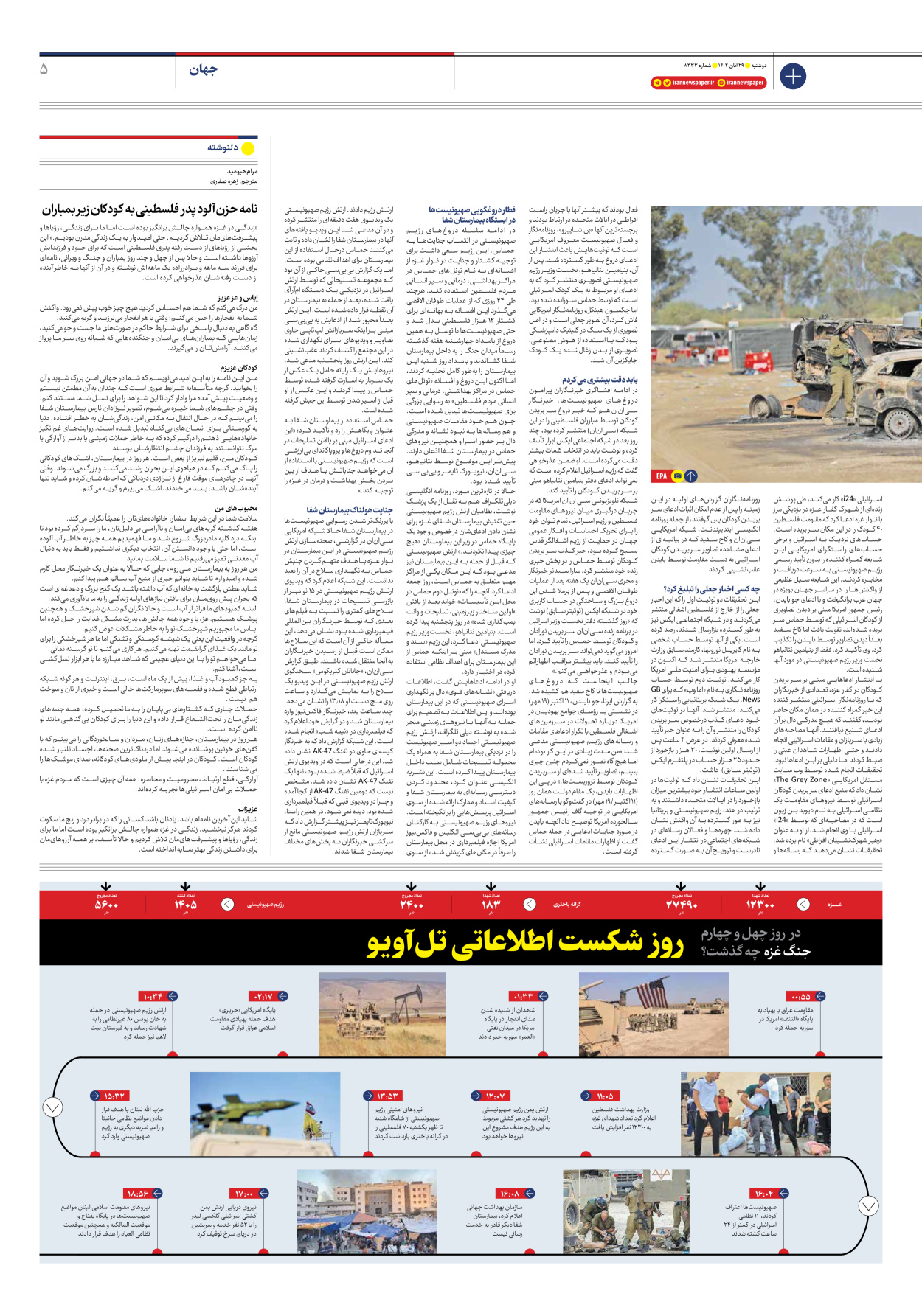 روزنامه ایران - شماره هشت هزار و سیصد و سی و سه - ۲۹ آبان ۱۴۰۲ - صفحه ۵