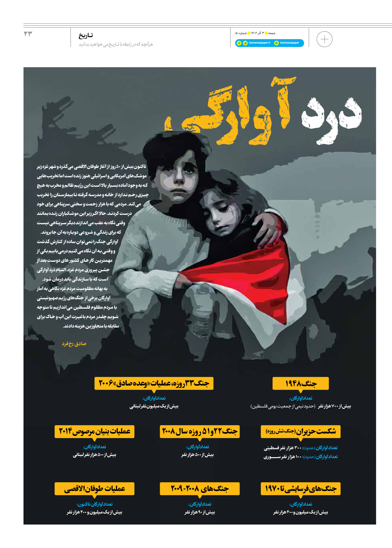 روزنامه ایران - ویژه نامه جمعه ۵۰ - ۰۲ آذر ۱۴۰۲ - صفحه ۲۳