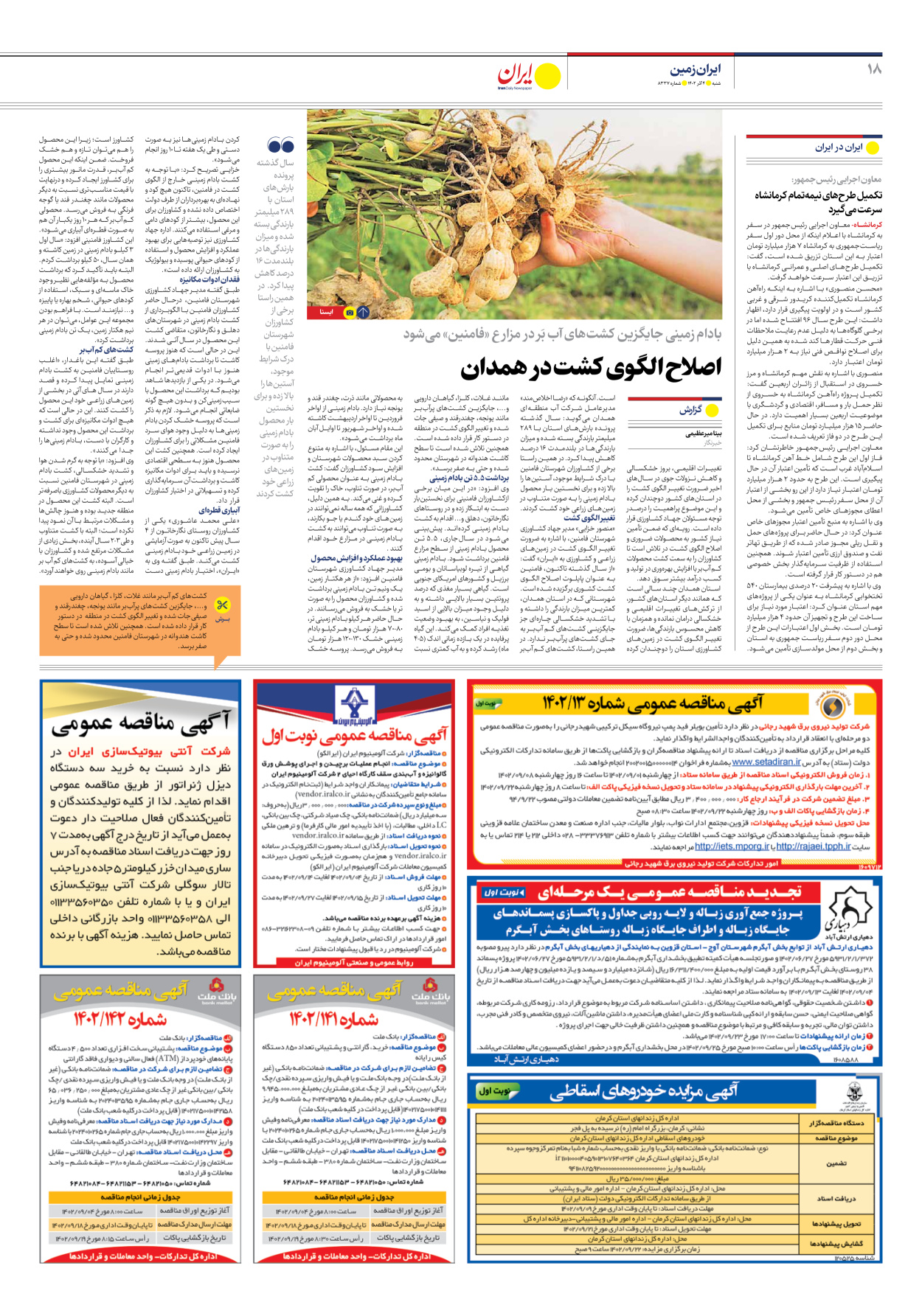 روزنامه ایران - شماره هشت هزار و سیصد و سی و هفت - ۰۴ آذر ۱۴۰۲ - صفحه ۱۸