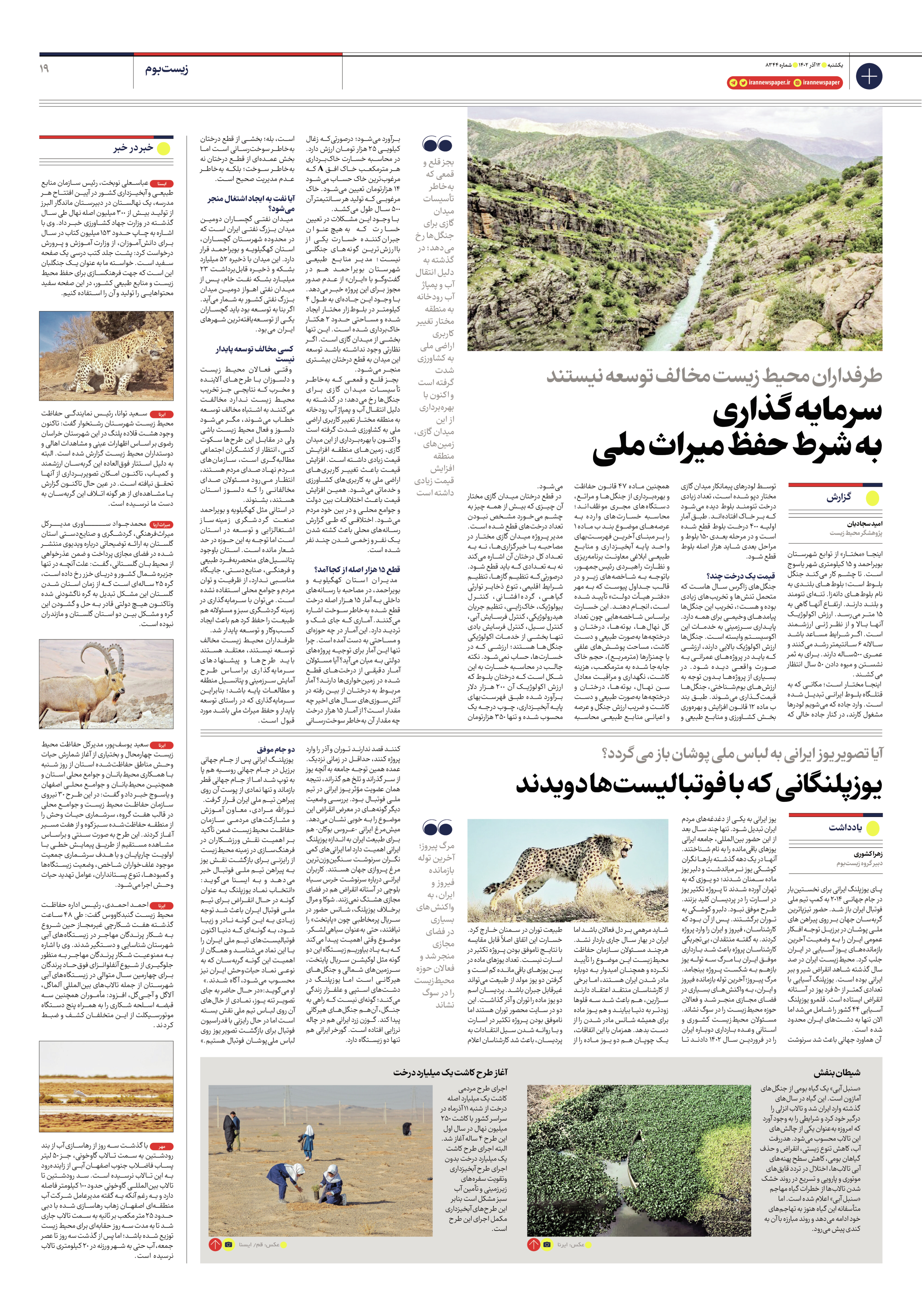 روزنامه ایران - شماره هشت هزار و سیصد و چهل و چهار - ۱۲ آذر ۱۴۰۲ - صفحه ۱۹