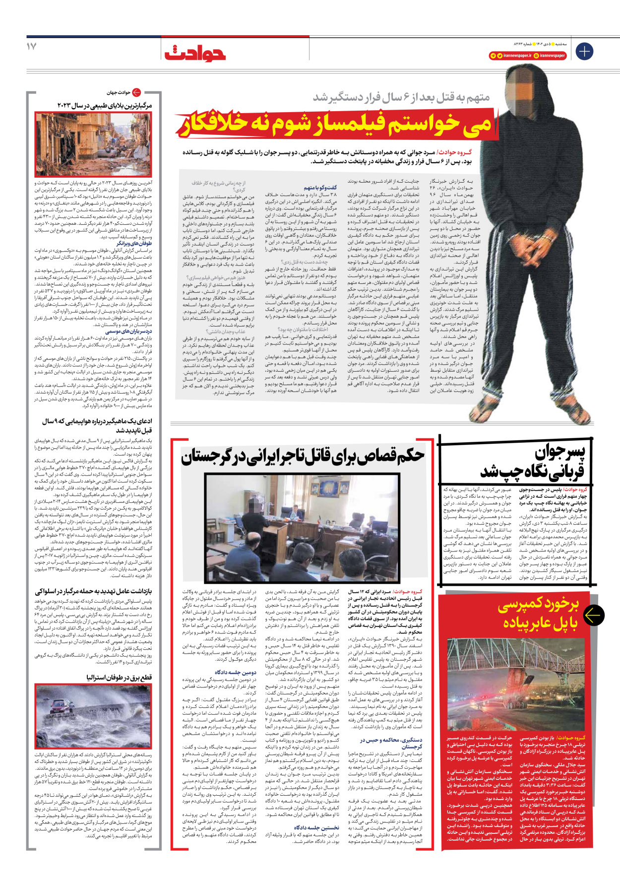 روزنامه ایران - شماره هشت هزار و سیصد و شصت و سه - ۰۵ دی ۱۴۰۲ - صفحه ۱۷