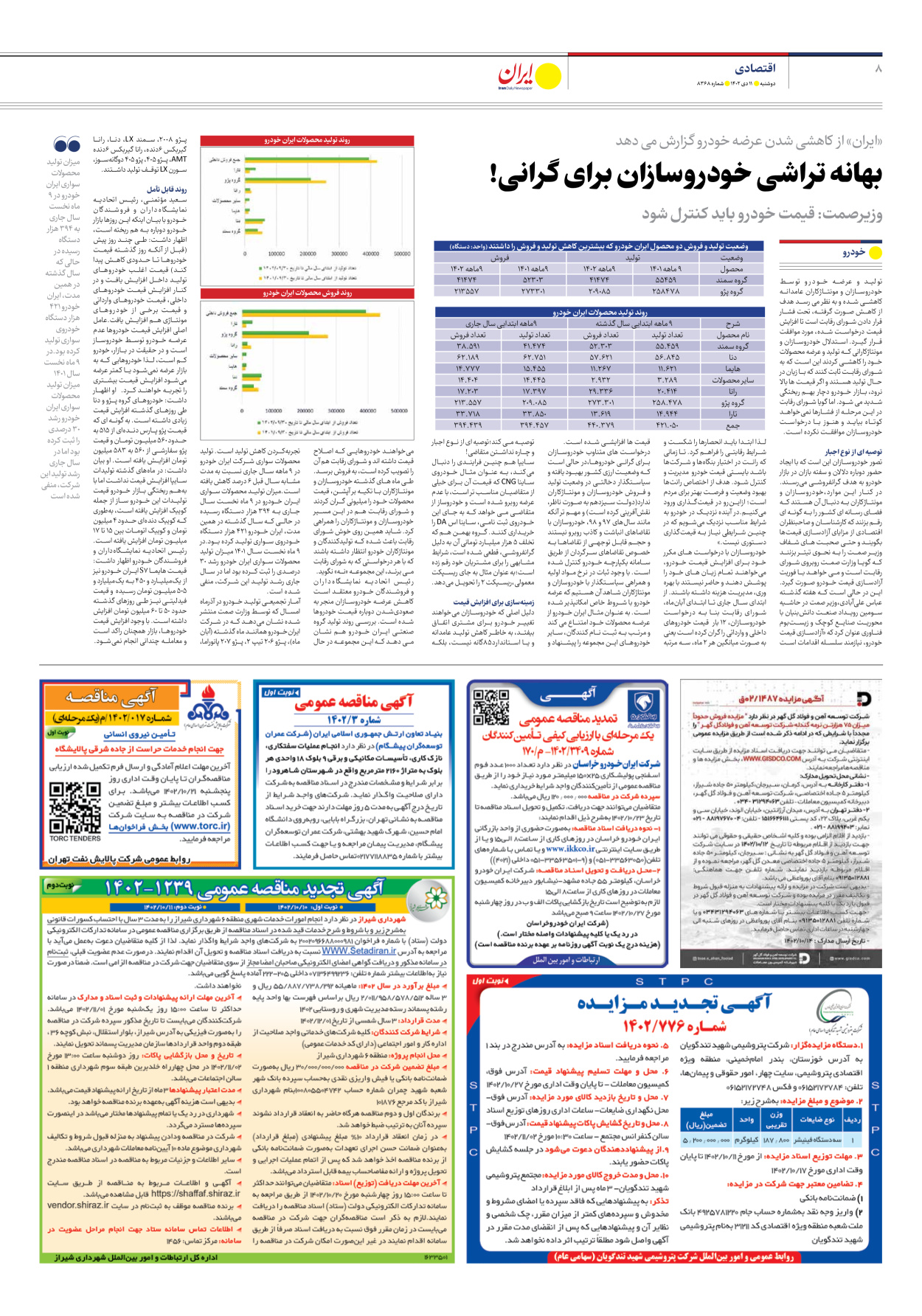 روزنامه ایران - شماره هشت هزار و سیصد و شصت و هشت - ۱۱ دی ۱۴۰۲ - صفحه ۸
