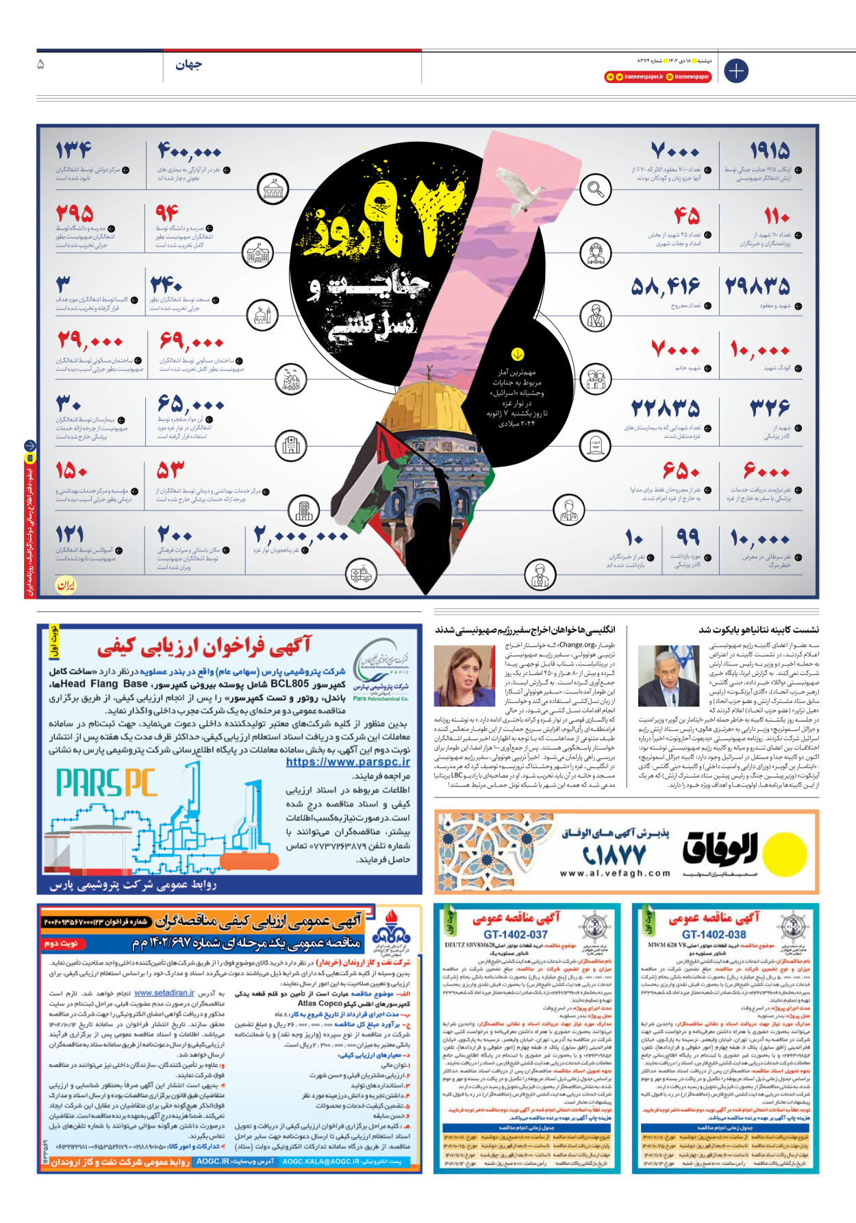 روزنامه ایران - شماره هشت هزار و سیصد و هفتاد و چهار - ۱۸ دی ۱۴۰۲ - صفحه ۵