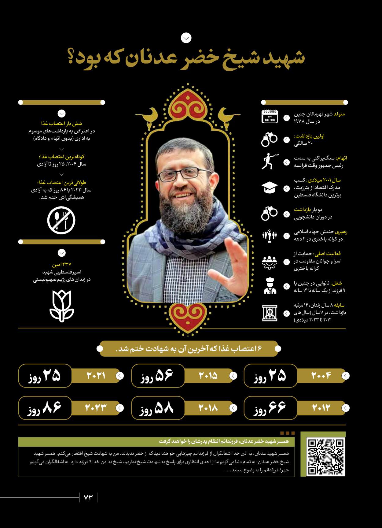 روزنامه ایران - ویژه نامه شهدای قدس ۲ - ۲۳ دی ۱۴۰۲ - صفحه ۷۳