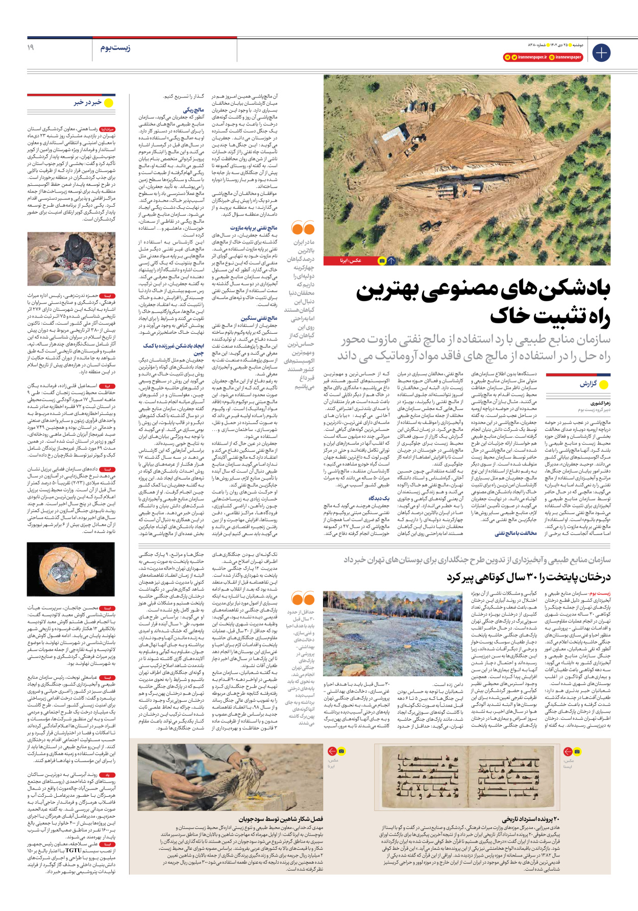 روزنامه ایران - شماره هشت هزار و سیصد و هشتاد - ۲۵ دی ۱۴۰۲ - صفحه ۱۹