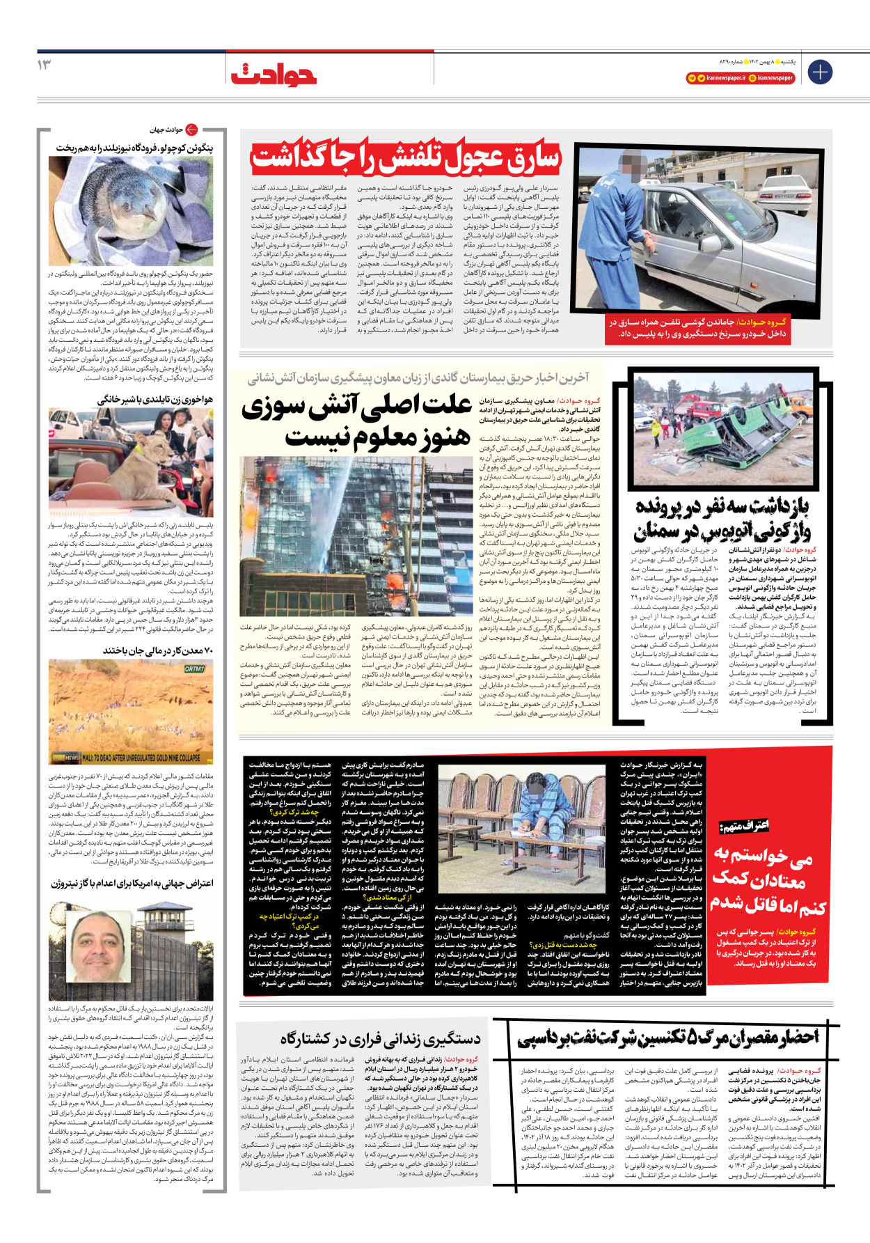 روزنامه ایران - شماره هشت هزار و سیصد و نود - ۰۸ بهمن ۱۴۰۲ - صفحه ۱۳