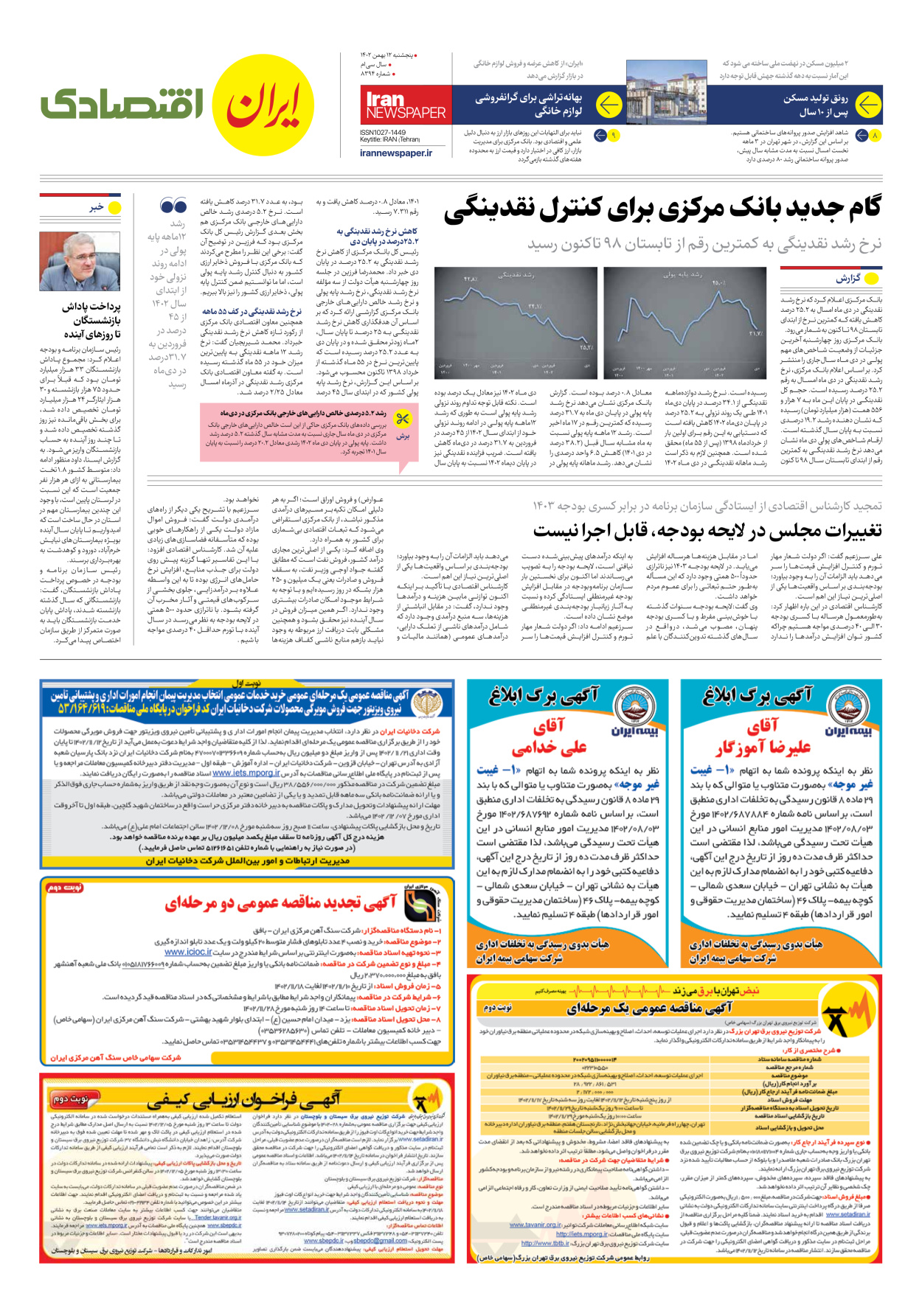  - شماره هشت هزار و سیصد و نود و چهار - ۱۲ بهمن ۱۴۰۲