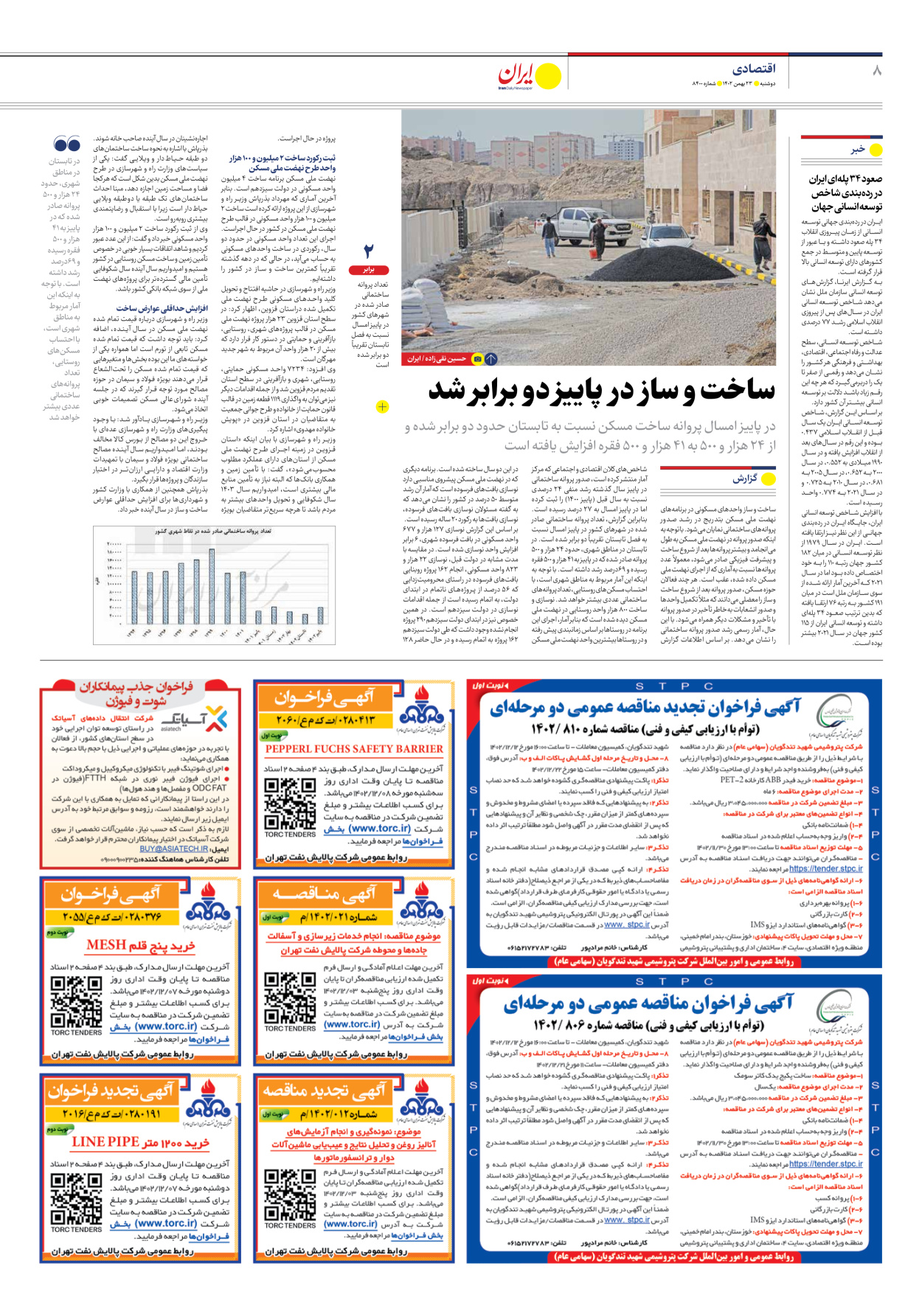 روزنامه ایران - شماره هشت هزار و چهارصد - ۲۳ بهمن ۱۴۰۲ - صفحه ۸