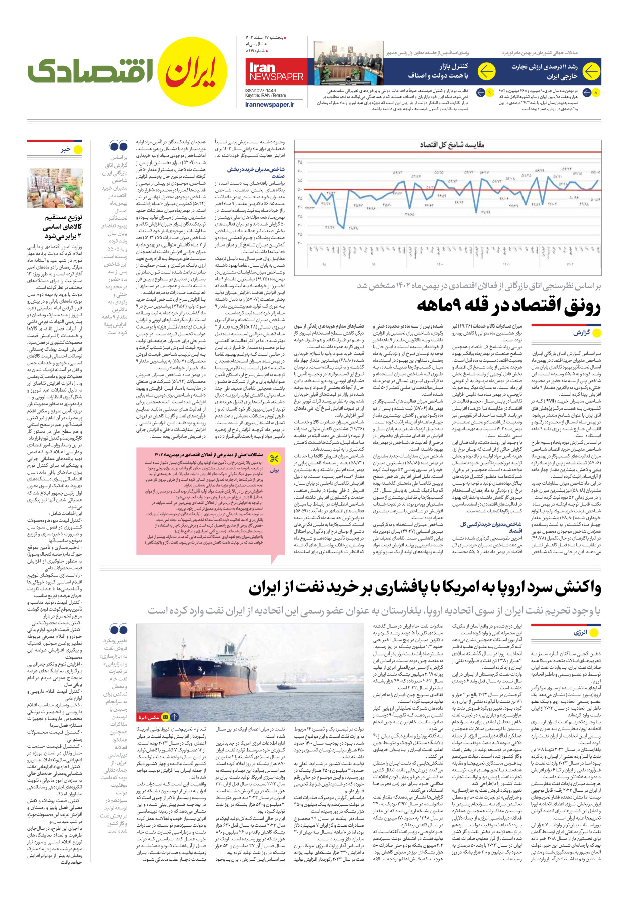 روزنامه ایران - شماره هشت هزار و چهارصد و نوزده - ۱۷ اسفند ۱۴۰۲ - صفحه ۷