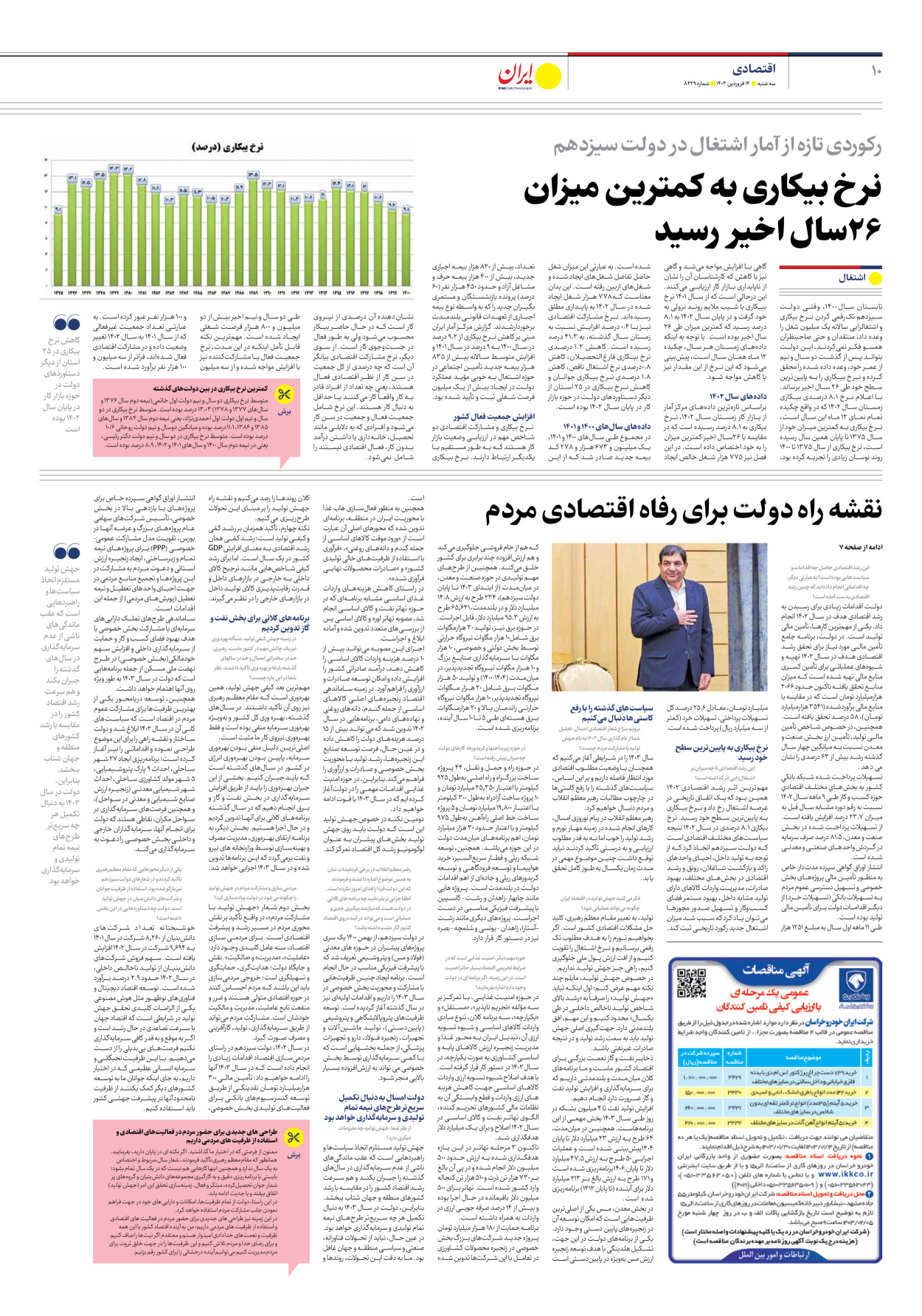 روزنامه ایران - شماره هشت هزار و چهارصد و بیست و نه - ۱۴ فروردین ۱۴۰۳ - صفحه ۱۰