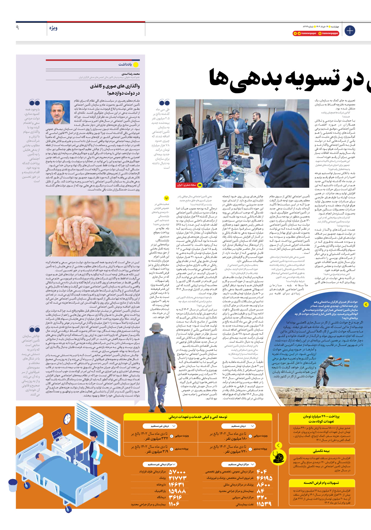 روزنامه ایران - شماره هشت هزار و چهارصد و هفتاد و نه - ۱۶ خرداد ۱۴۰۳ - صفحه ۹