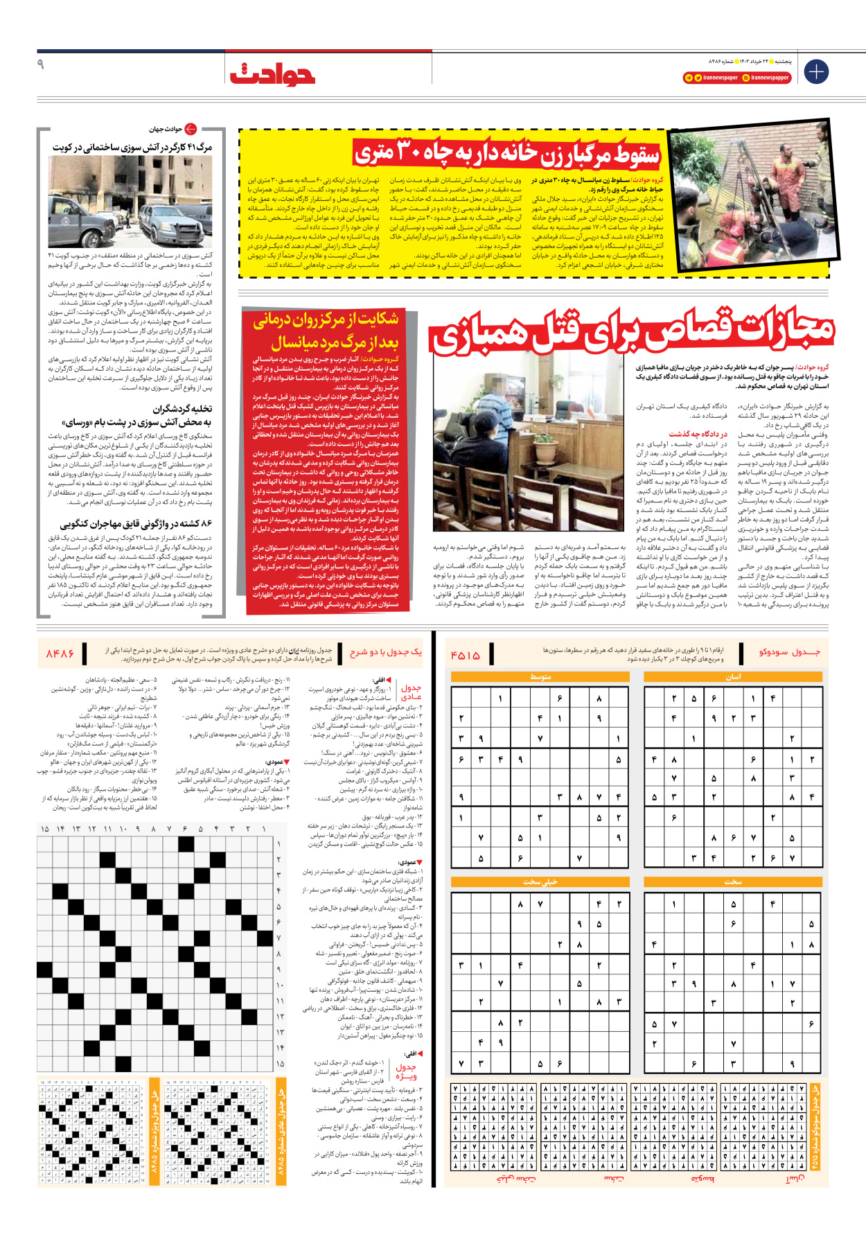 روزنامه ایران - شماره هشت هزار و چهارصد و هشتاد و شش - ۲۴ خرداد ۱۴۰۳ - صفحه ۹