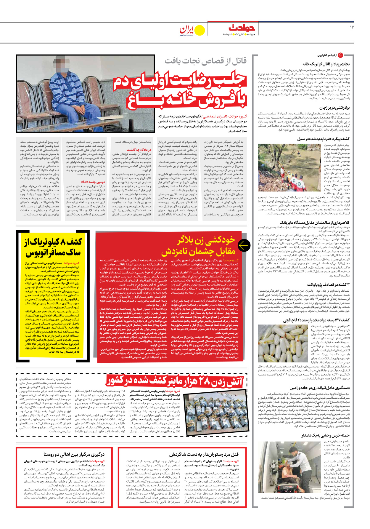 روزنامه ایران - شماره هشت هزار و پانصد و یک - ۱۳ تیر ۱۴۰۳ - صفحه ۱۲