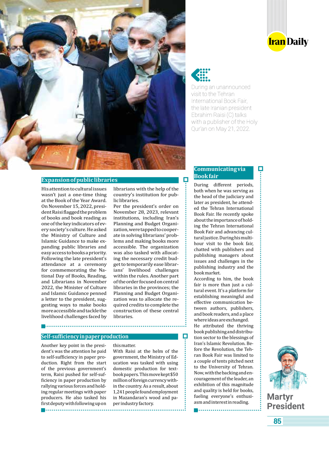 روزنامه ایران - ویژه نامه وِزه نامه چهلم شهید رییسی( انگلیسی) - ۱۷ تیر ۱۴۰۳ - صفحه ۸۵