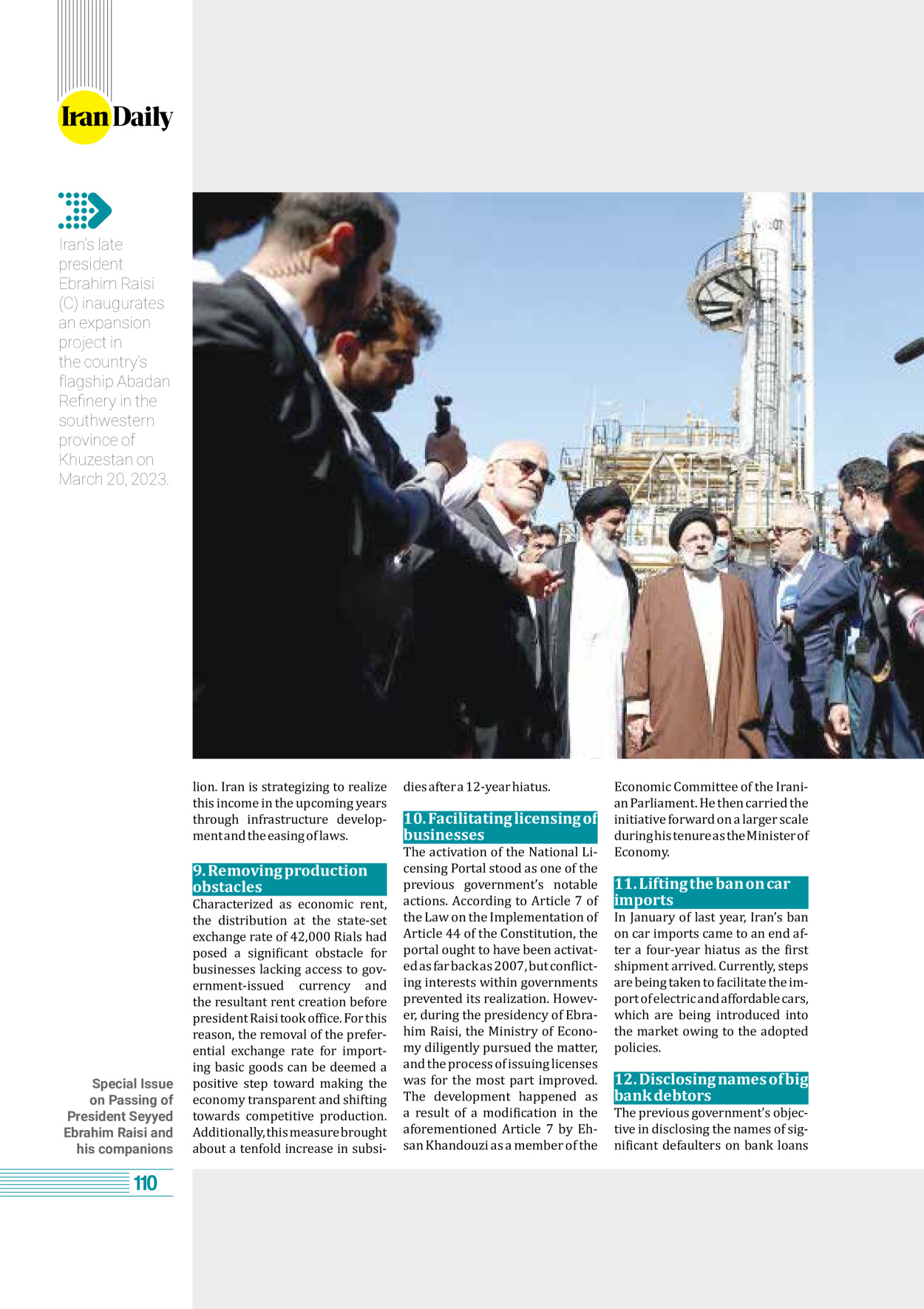 روزنامه ایران - ویژه نامه وِزه نامه چهلم شهید رییسی( انگلیسی) - ۱۷ تیر ۱۴۰۳ - صفحه ۱۱۰