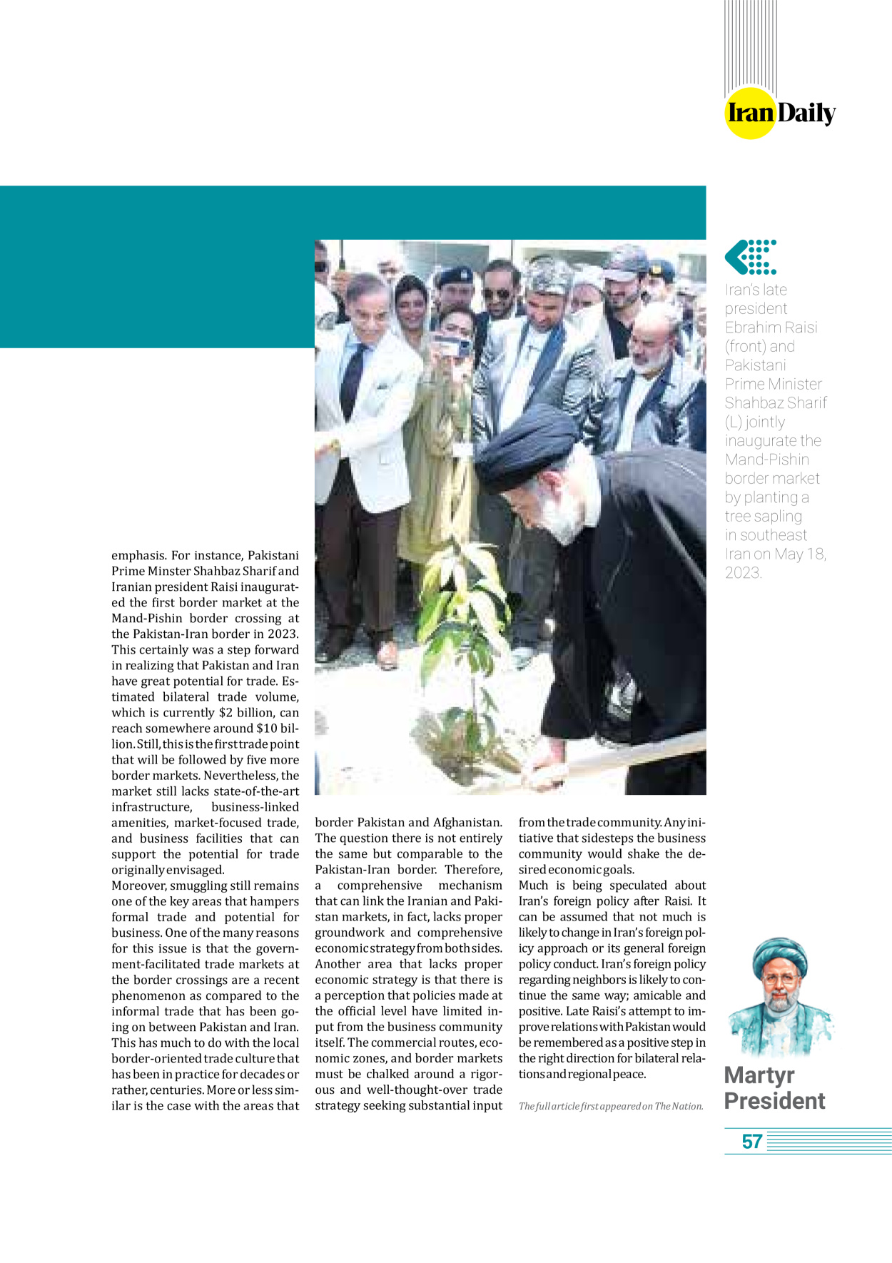 روزنامه ایران - ویژه نامه وِزه نامه چهلم شهید رییسی( انگلیسی) - ۱۷ تیر ۱۴۰۳ - صفحه ۵۷