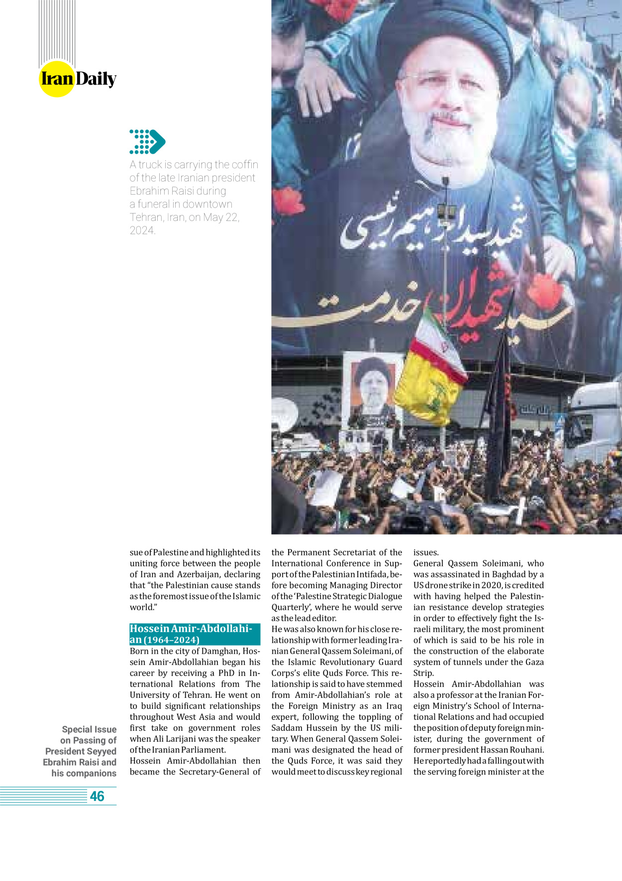 روزنامه ایران - ویژه نامه وِزه نامه چهلم شهید رییسی( انگلیسی) - ۱۷ تیر ۱۴۰۳ - صفحه ۴۶