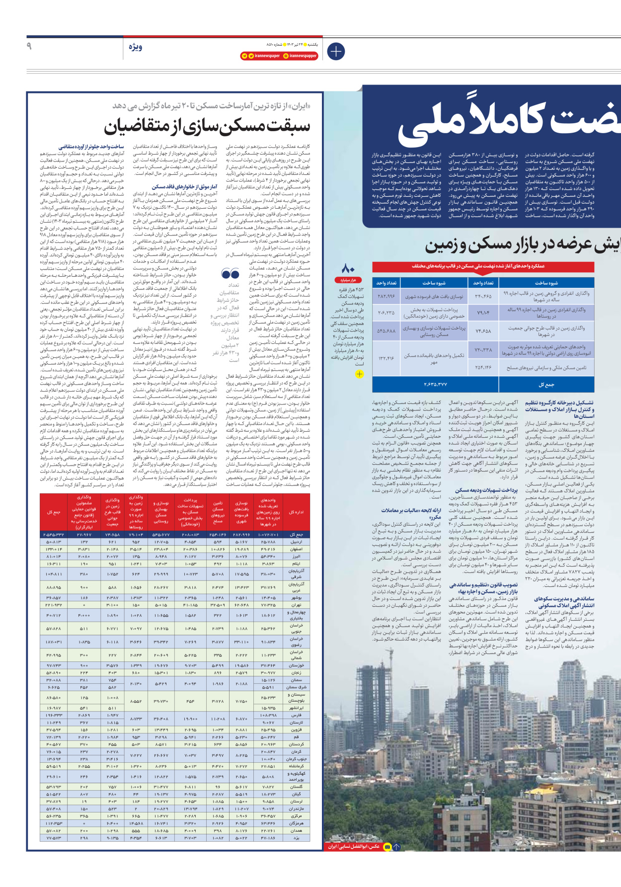 روزنامه ایران - شماره هشت هزار و پانصد و ده - ۲۴ تیر ۱۴۰۳ - صفحه ۹