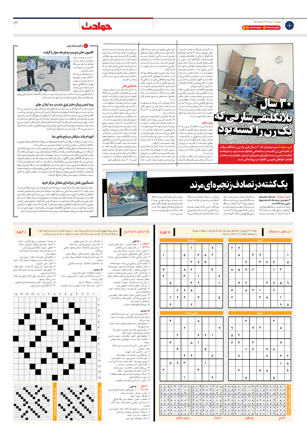 روزنامه ایران - شماره هشت هزار و پانصد و بیست - ۰۸ مرداد ۱۴۰۳ - صفحه ۱۳