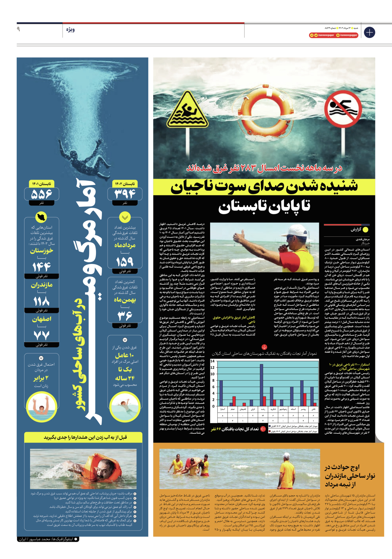 روزنامه ایران - شماره هشت هزار و پانصد و بیست و چهار - ۱۳ مرداد ۱۴۰۳ - صفحه ۹