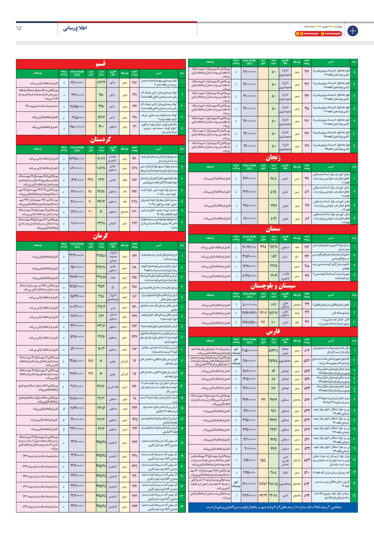 روزنامه ایران - شماره هشت هزار و پانصد و پنجاه و هفت - ۲۸ شهریور ۱۴۰۳ - صفحه ۱۵