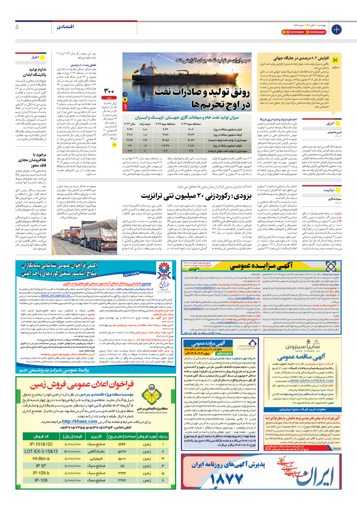  - شماره هشت هزار و پانصد و نود و دو - ۰۹ آبان ۱۴۰۳