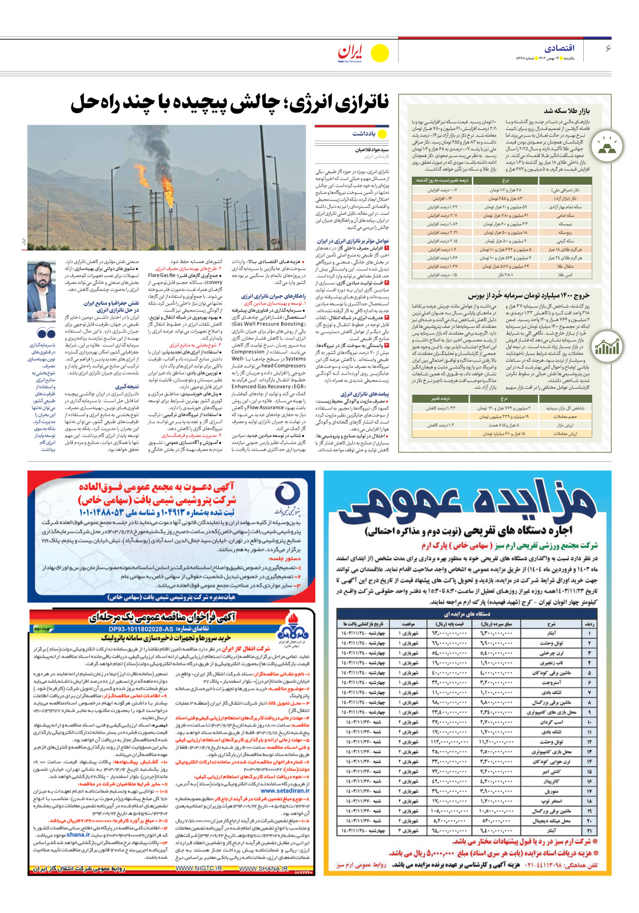  - شماره هشت هزار و ششصد و شصت و هشت - ۱۴ بهمن ۱۴۰۳