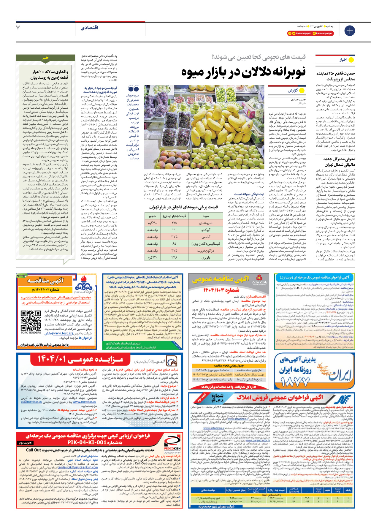  - شماره هشت هزار و هفتصد و یازده - ۲۱ فروردین ۱۴۰۴