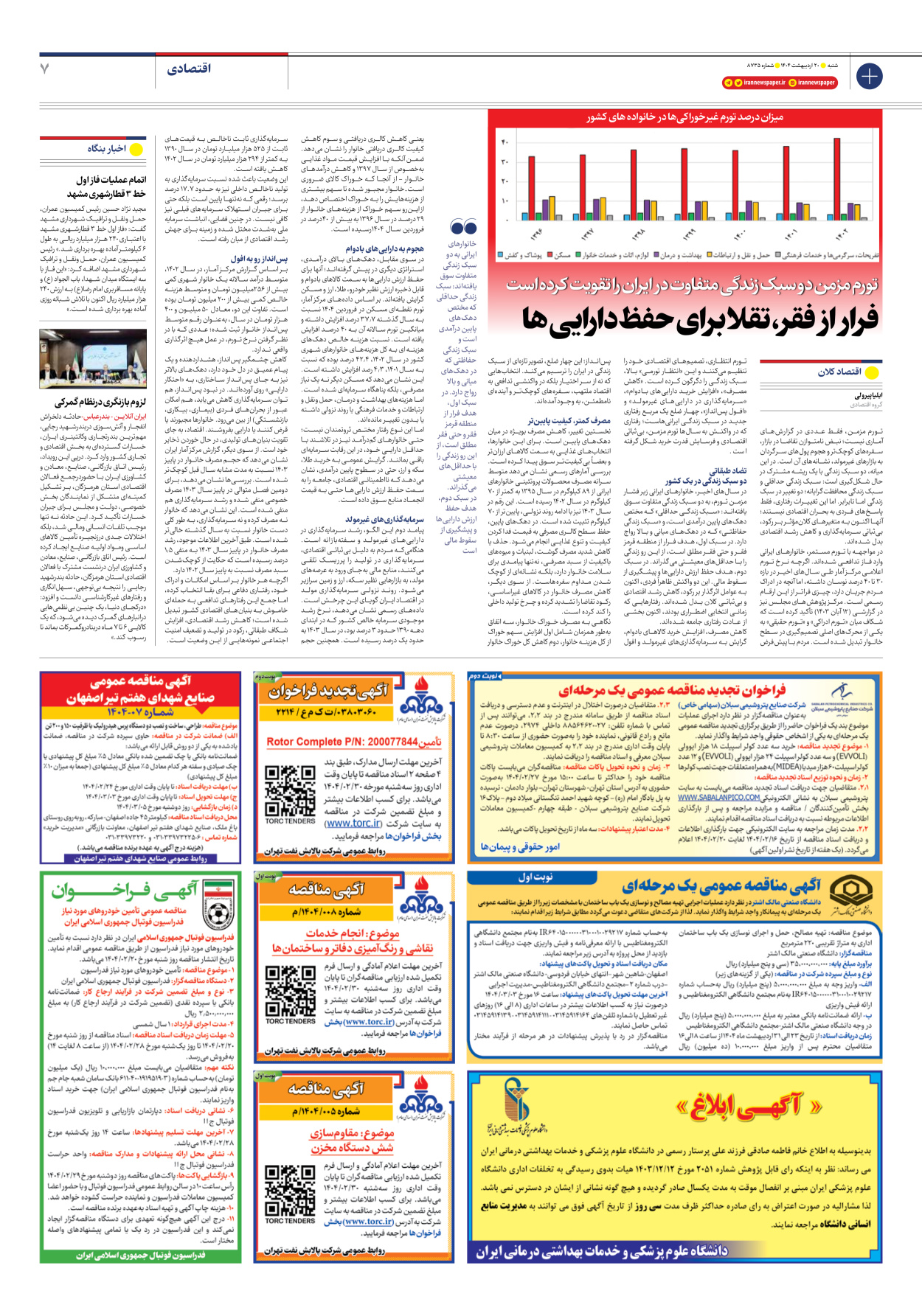  - شماره هشت هزار و هفتصد و سی و پنج - ۲۰ اردیبهشت ۱۴۰۴
