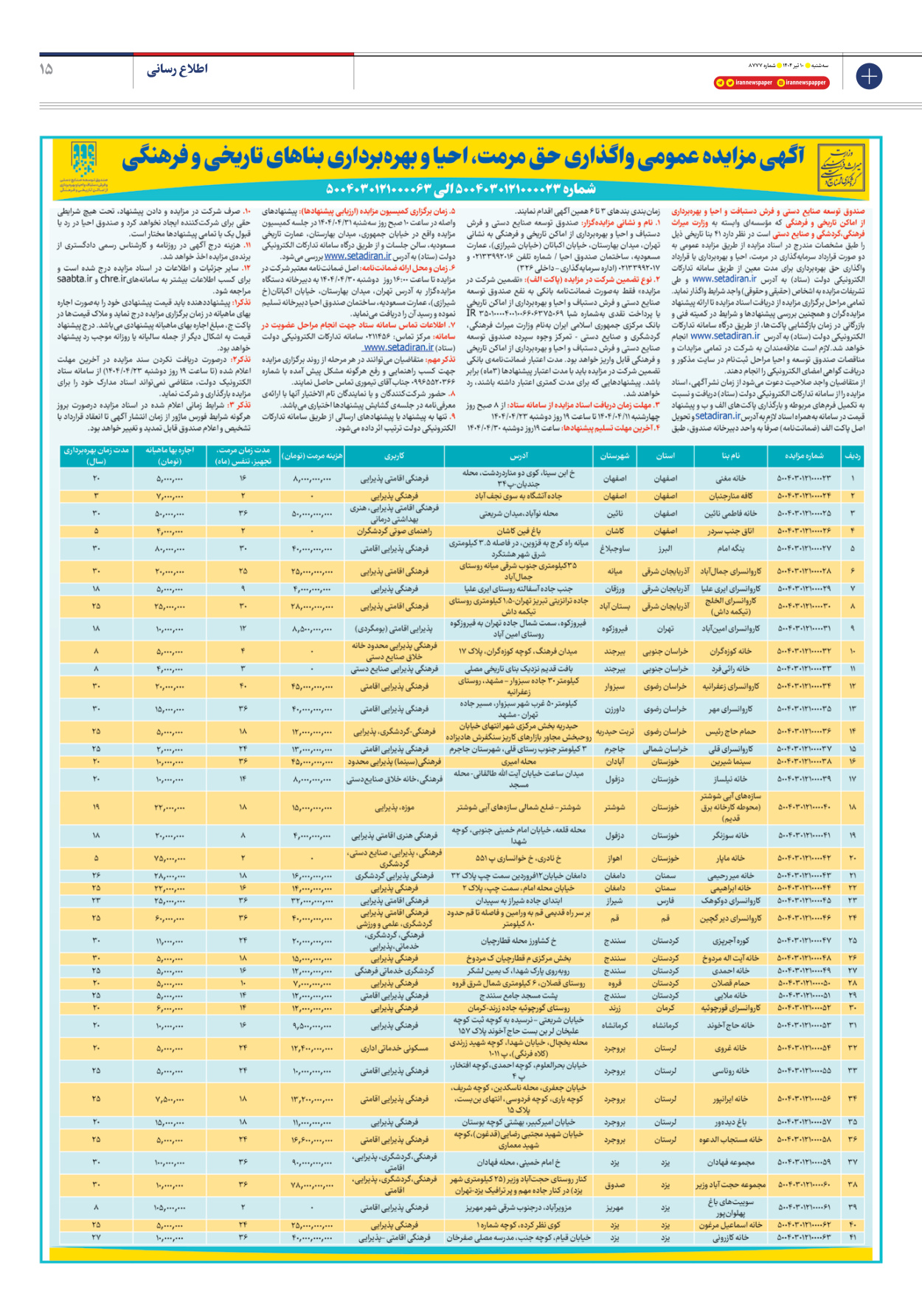  - شماره هشت هزار و هفتصد و هفتاد و هفت - ۱۰ تیر ۱۴۰۴