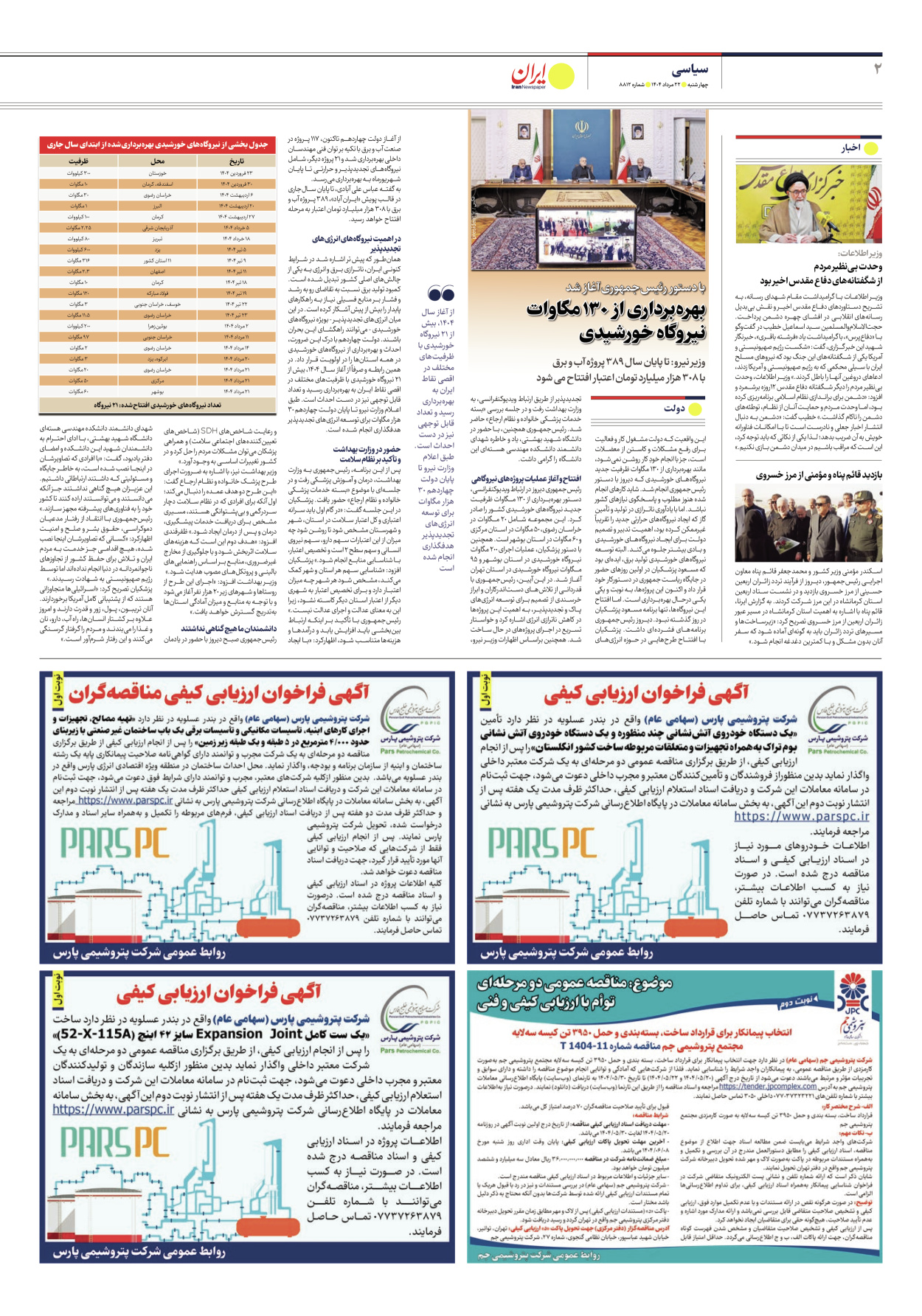  - شماره هشت هزار و هشتصد و دوازده - ۲۲ مرداد ۱۴۰۴