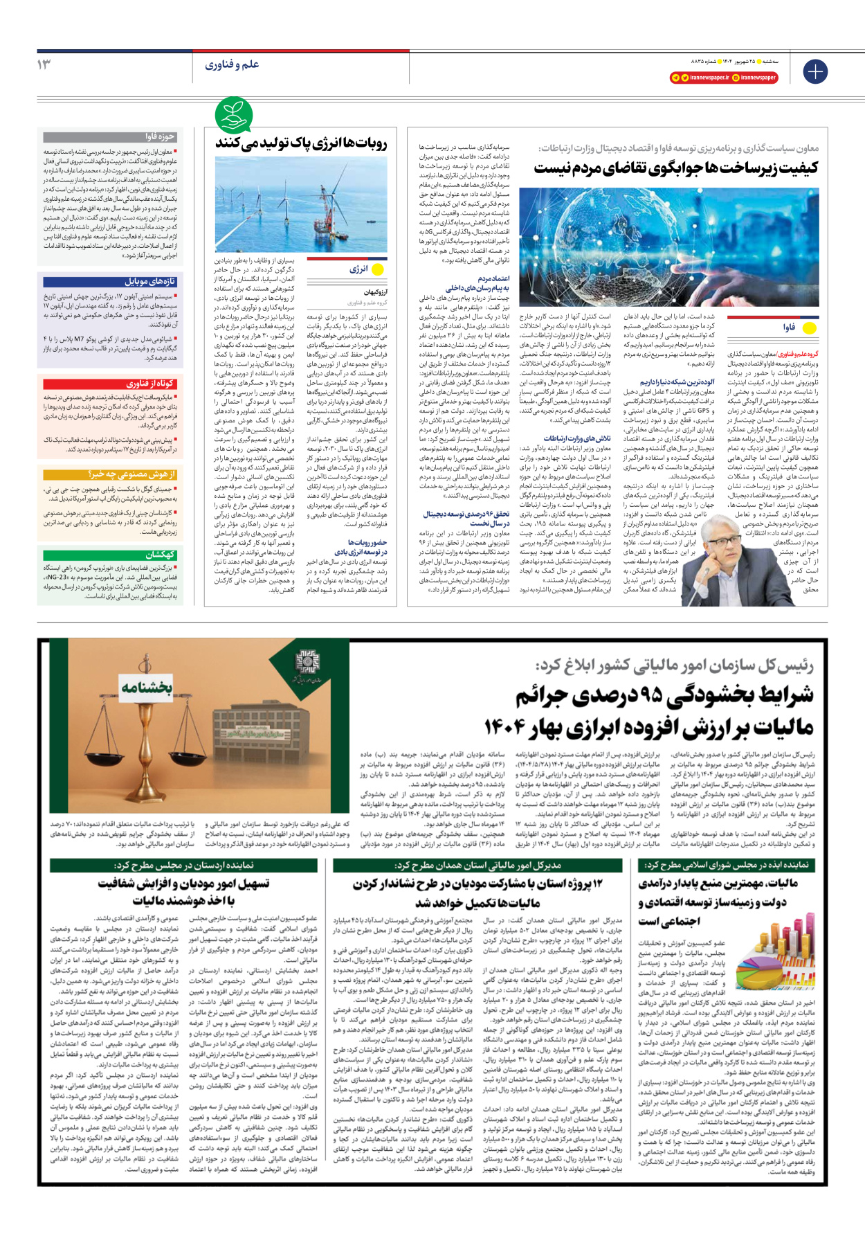  - شماره هشت هزار و هشتصد و سی و پنج - ۲۵ شهریور ۱۴۰۴