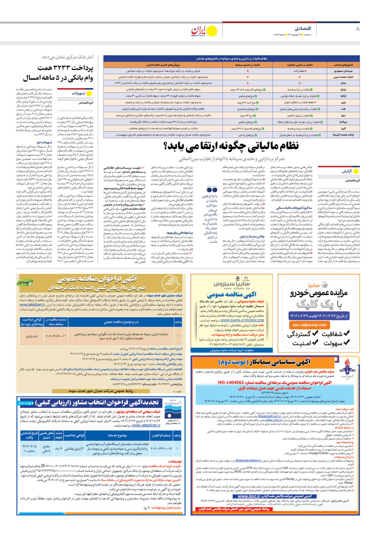  - شماره هشت هزار و هشتصد و سی و پنج - ۲۵ شهریور ۱۴۰۴