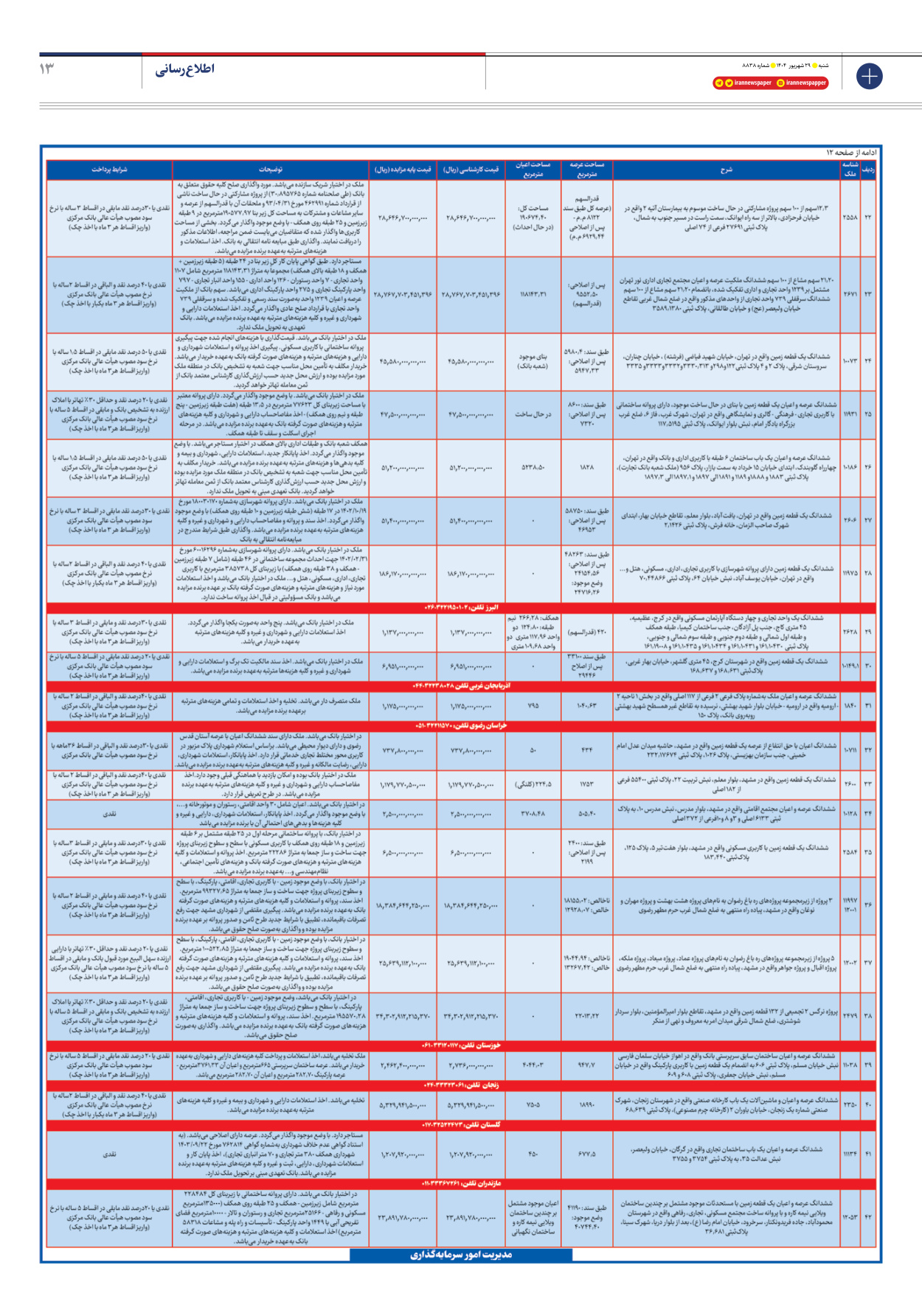  - شماره هشت هزار و هشتصد و سی و هشت - ۲۹ شهریور ۱۴۰۴