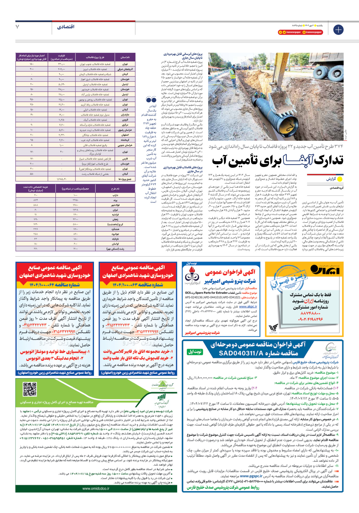  - شماره هشت هزار و هشتصد و چهل و پنج - ۰۶ مهر ۱۴۰۴