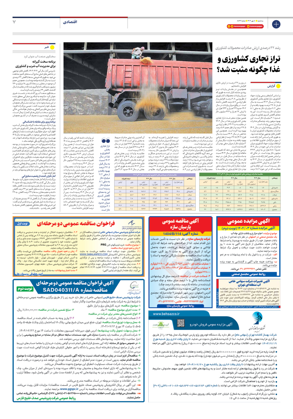  - شماره هشت هزار و هشتصد و چهل و هفت - ۰۸ مهر ۱۴۰۴