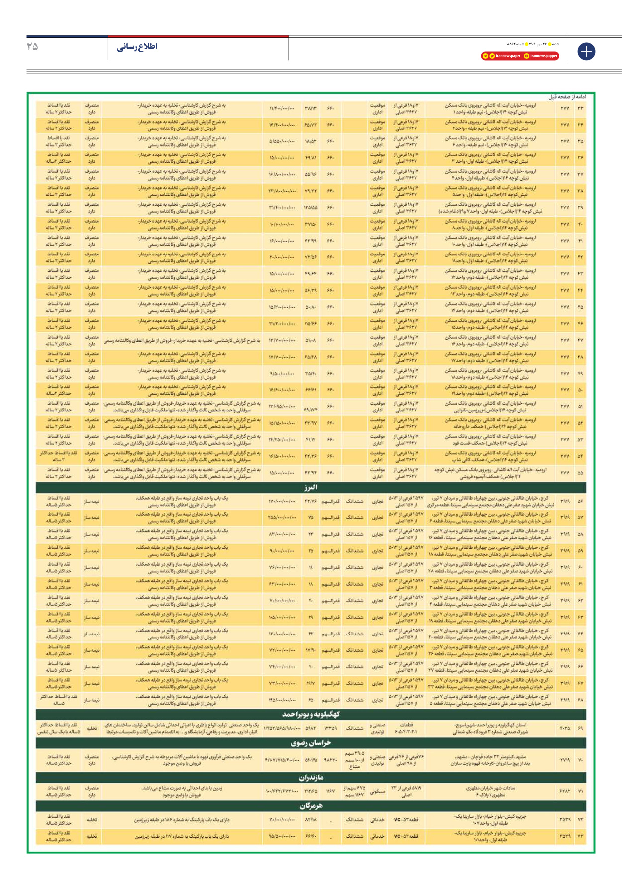  - شماره هشت هزار و هشتصد و شصت و دو - ۲۶ مهر ۱۴۰۴