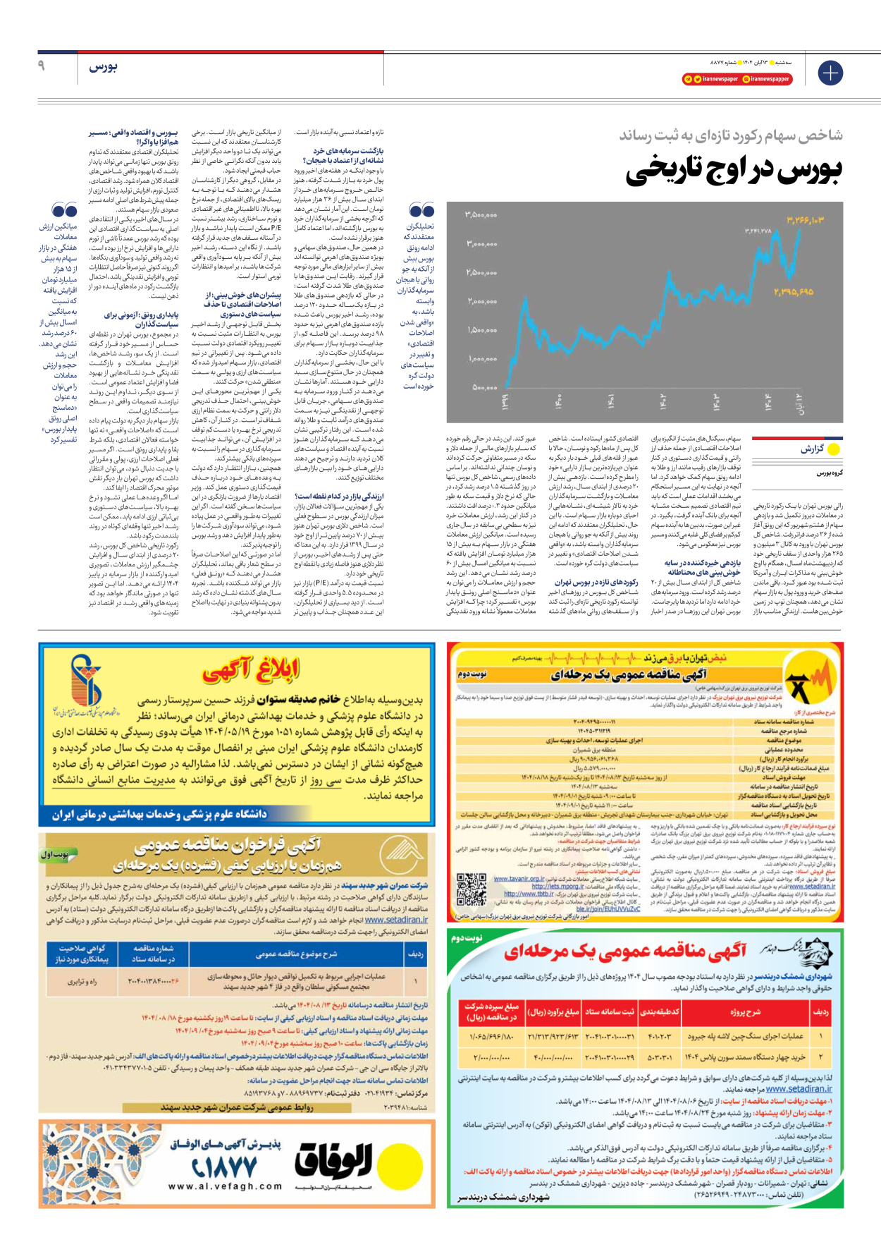  - شماره هشت هزار و هشتصد و هفتاد و هفت - ۱۳ آبان ۱۴۰۴