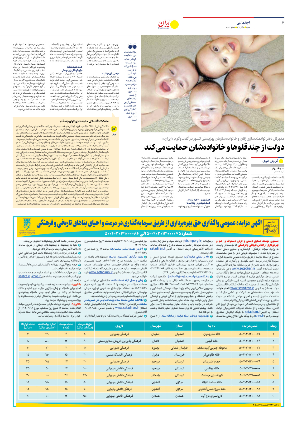  - شماره هشت هزار و هشتصد و نود و هفت - ۰۸ آذر ۱۴۰۴