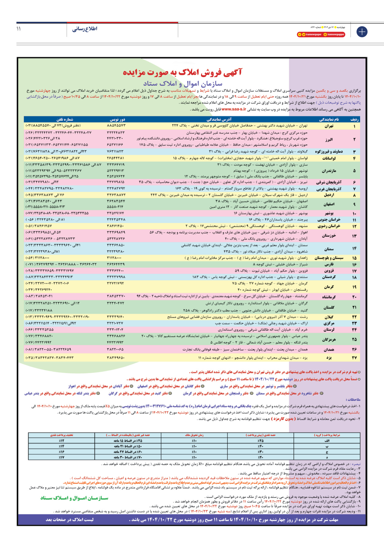  - شماره هشت هزار و نهصد و سی - ۱۷ دی ۱۴۰۴