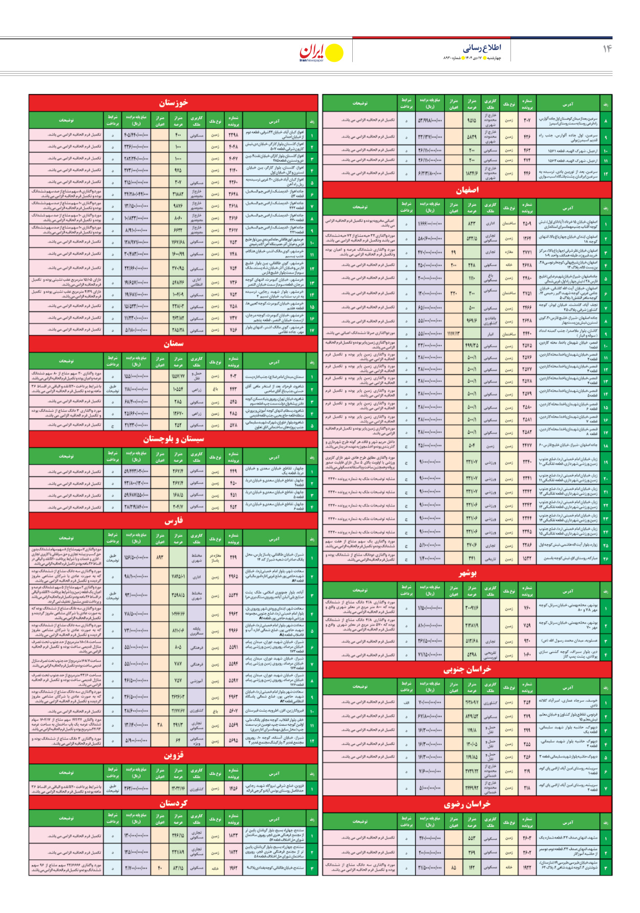  - شماره هشت هزار و نهصد و سی - ۱۷ دی ۱۴۰۴
