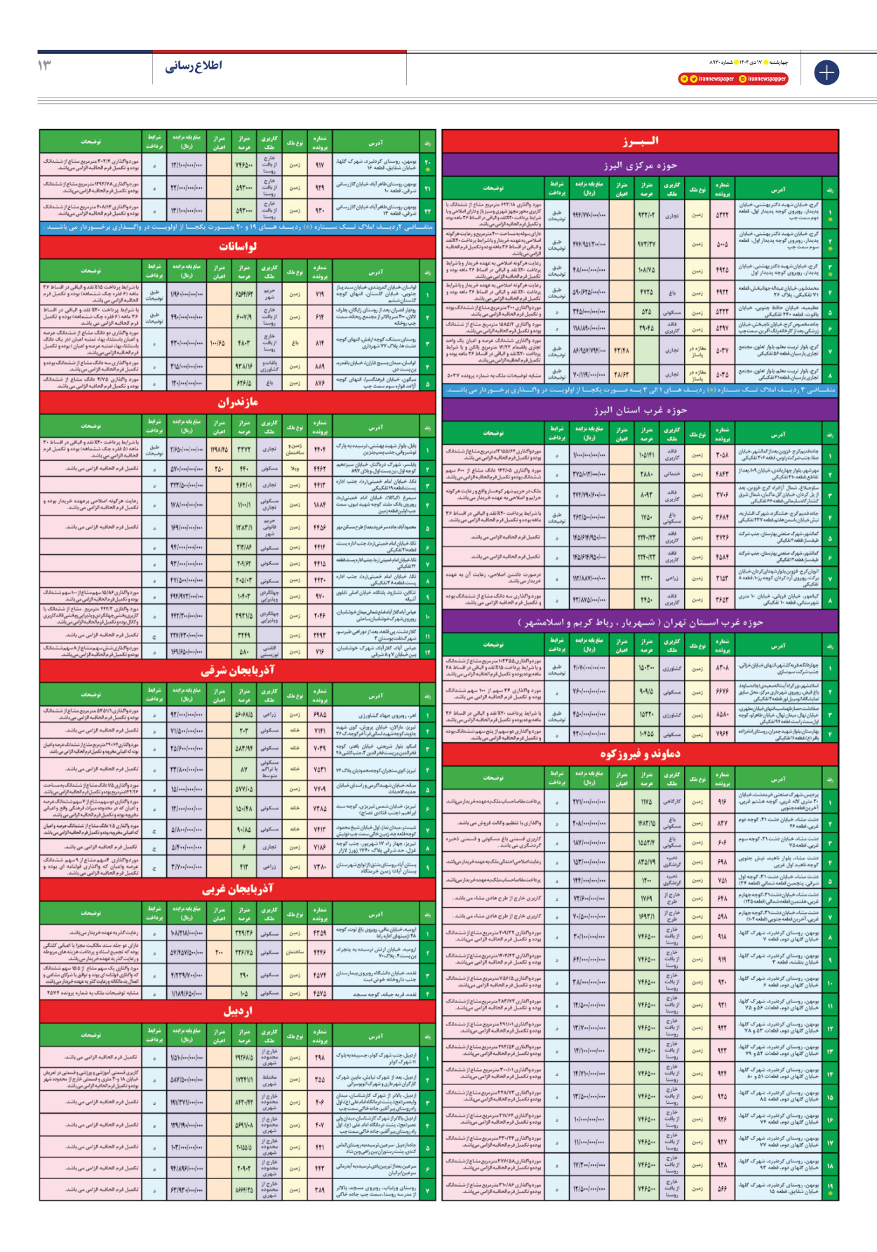  - شماره هشت هزار و نهصد و سی - ۱۷ دی ۱۴۰۴