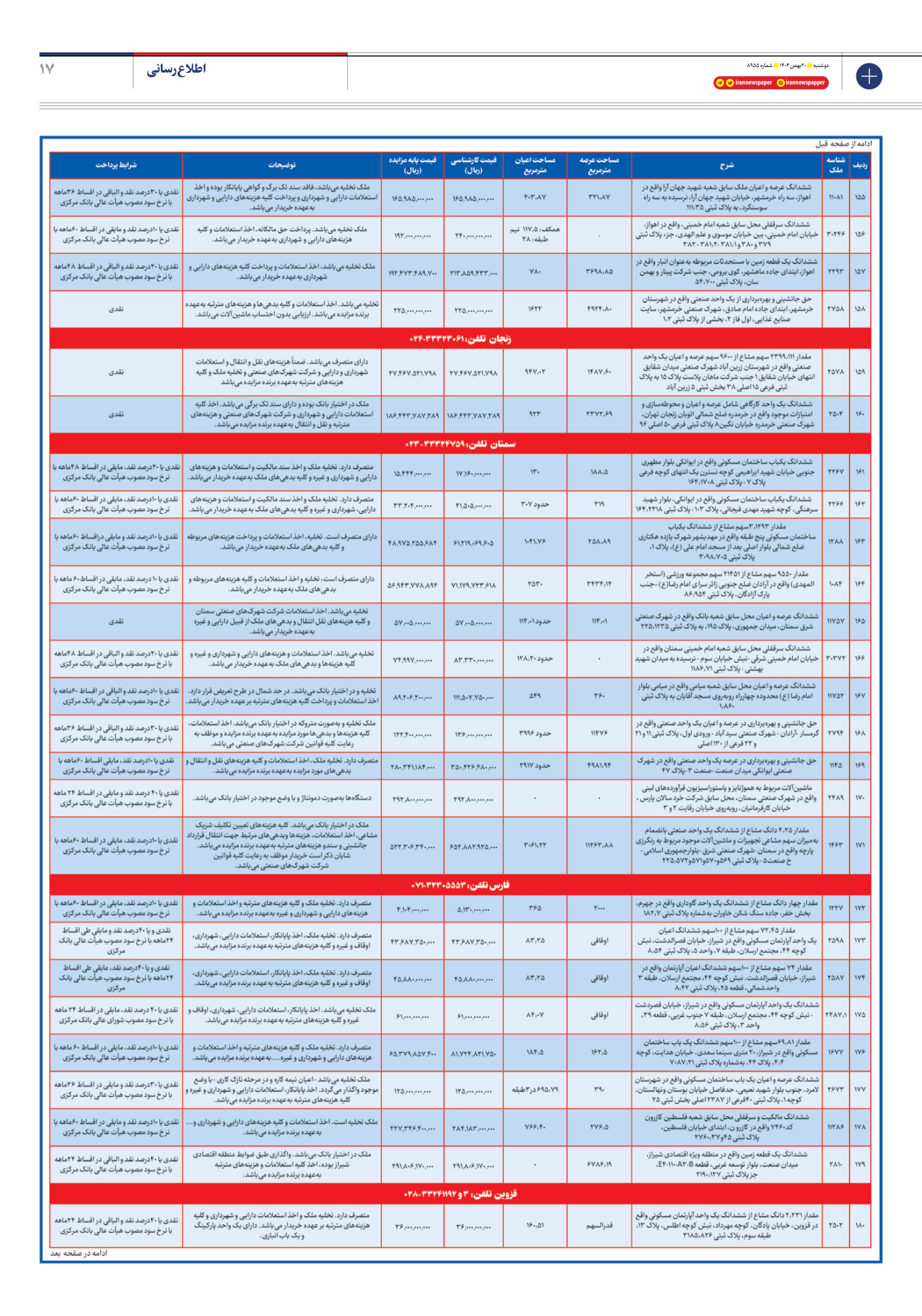  - شماره هشت هزار و نهصد و پنجاه و پنج - ۲۰ بهمن ۱۴۰۴