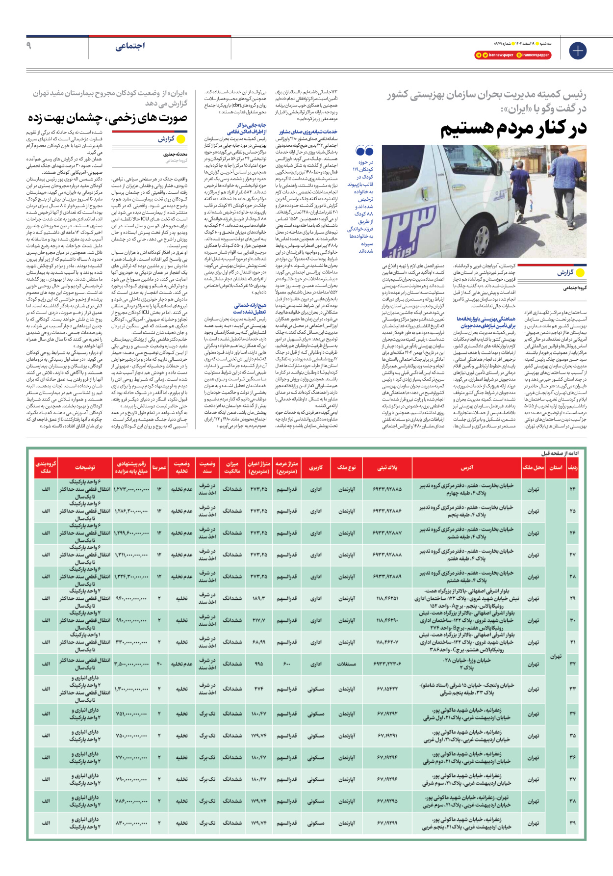  - شماره هشت هزار و نهصد و هفتاد و نه - ۱۹ اسفند ۱۴۰۴