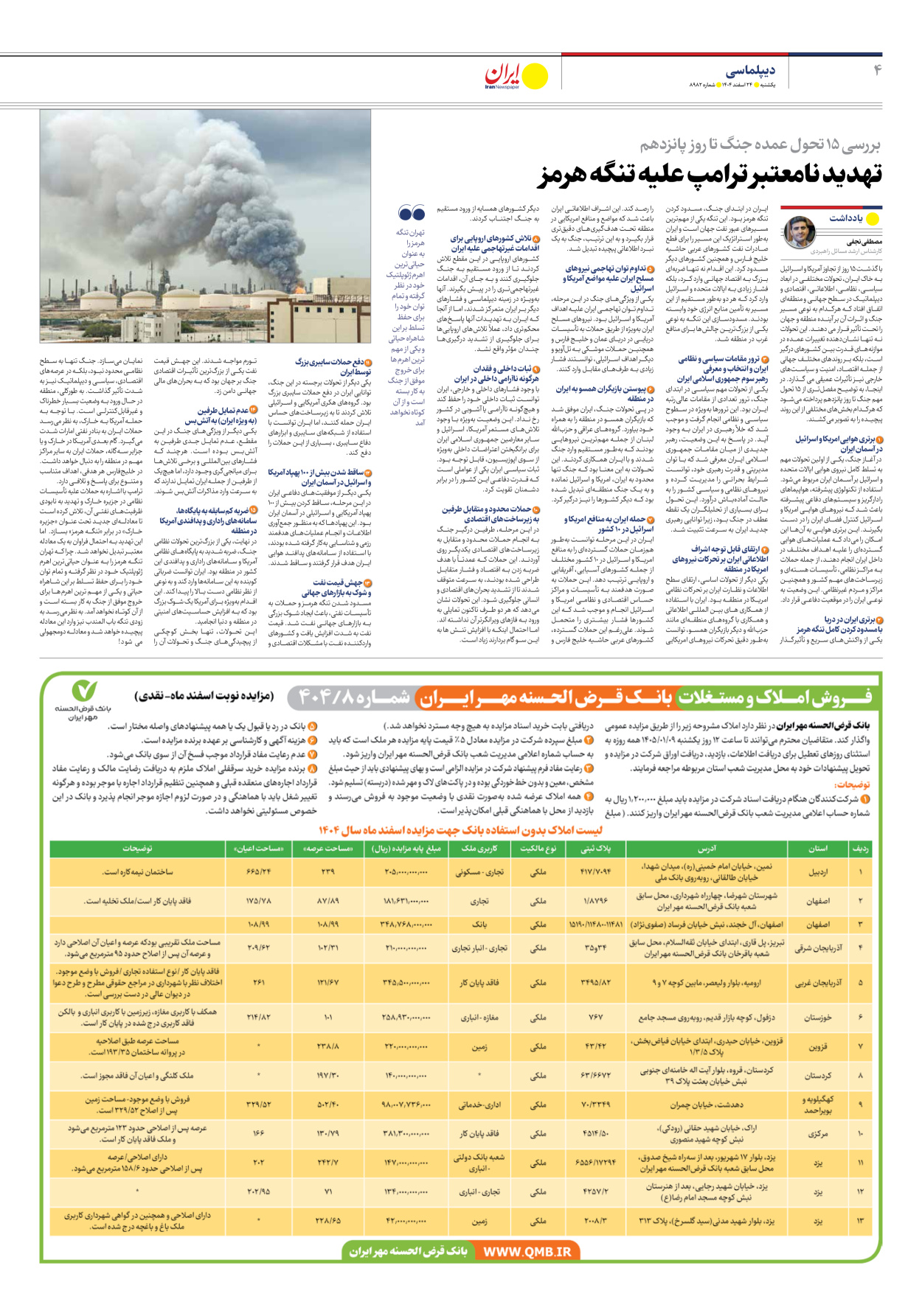  - شماره هشت هزار و نهصد و هشتاد و دو - ۲۴ اسفند ۱۴۰۴