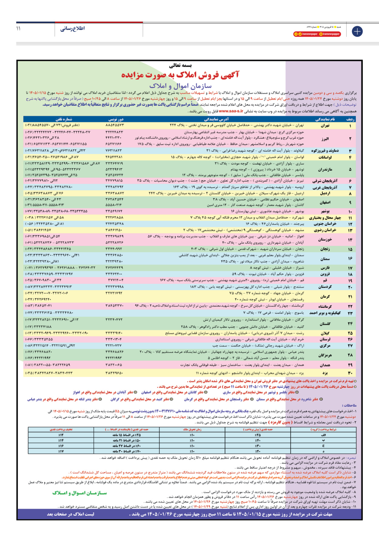 - شماره هشت هزار و نهصد و نود و یک - ۱۵ فروردین ۱۴۰۵