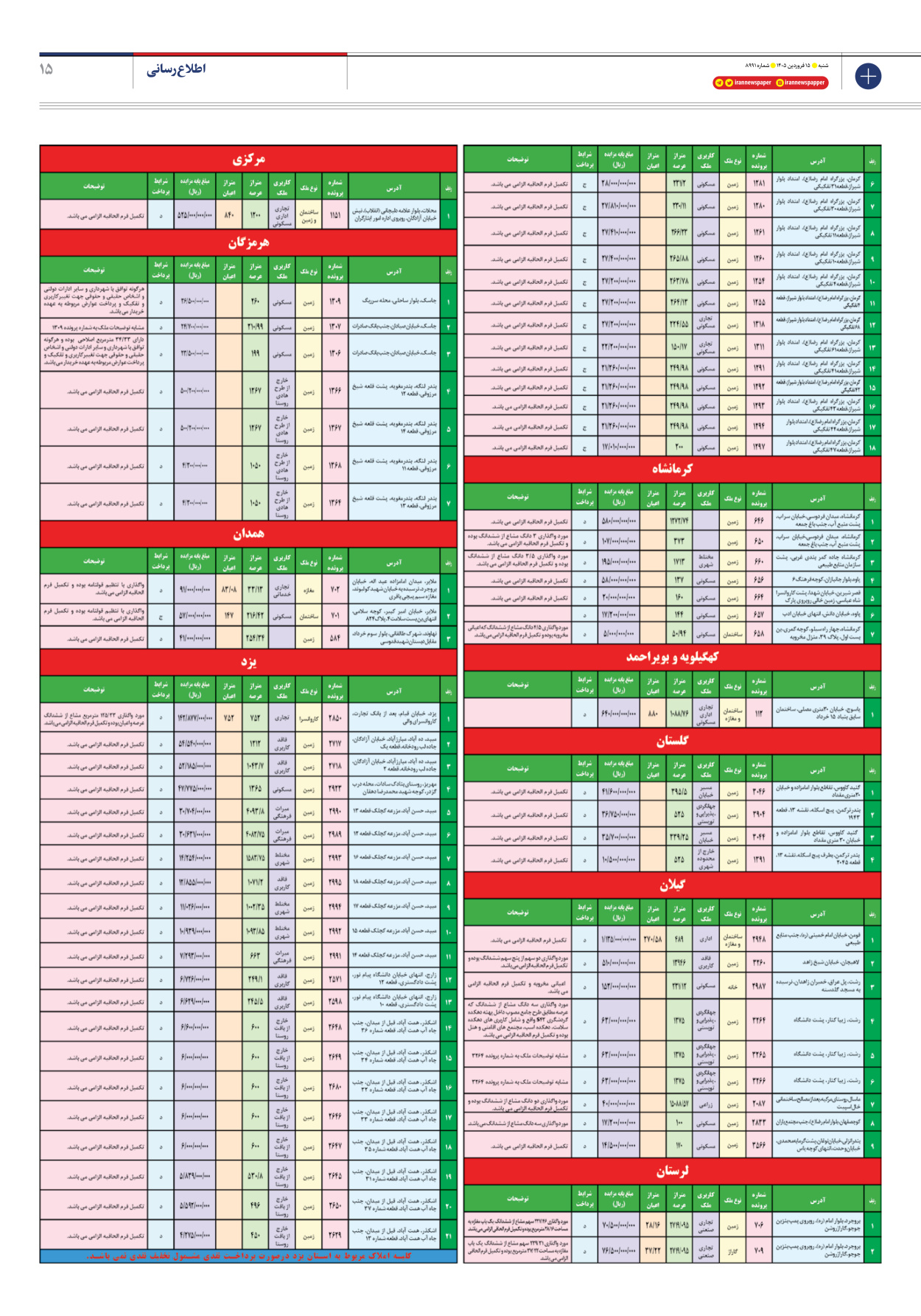  - شماره هشت هزار و نهصد و نود و یک - ۱۵ فروردین ۱۴۰۵